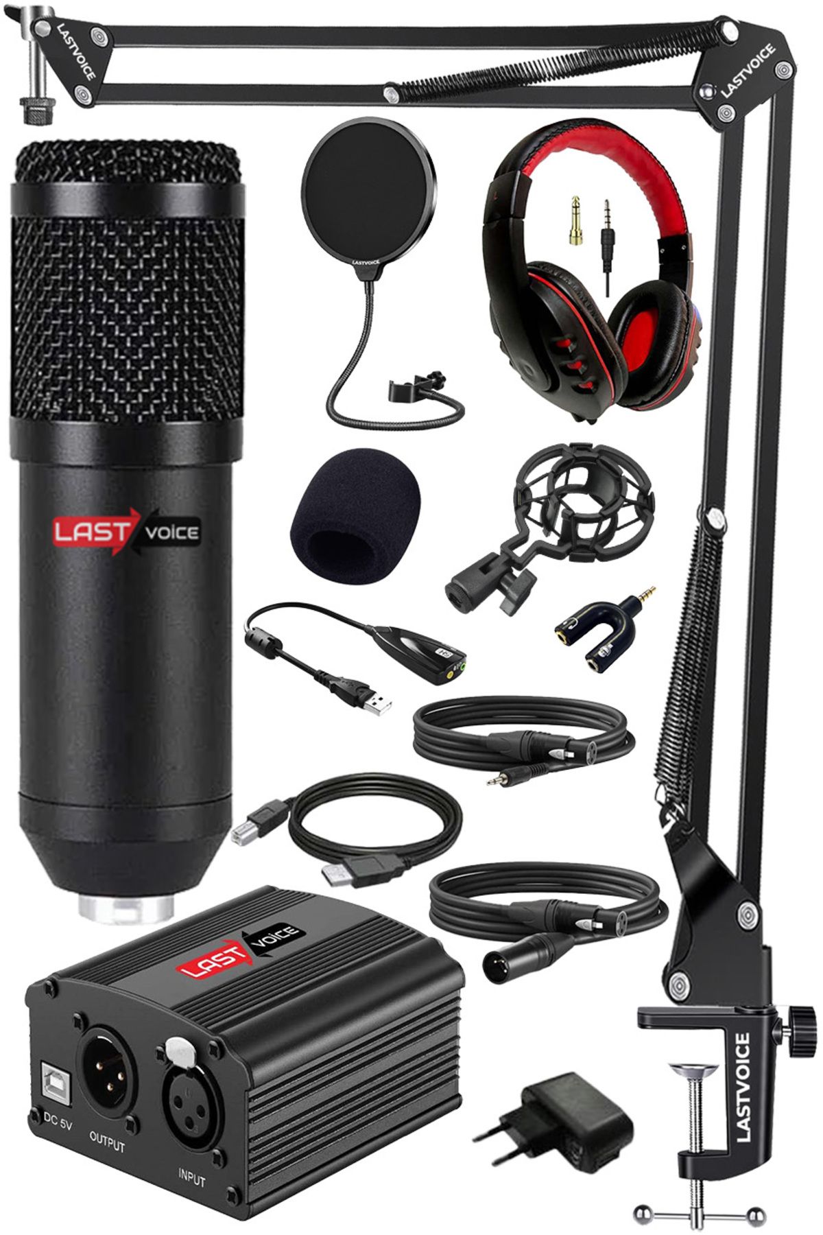 Lastvoice BM800Hx Phantom Stüdyo Mikrofon Kulaklık Stand Kayıt Sistemi