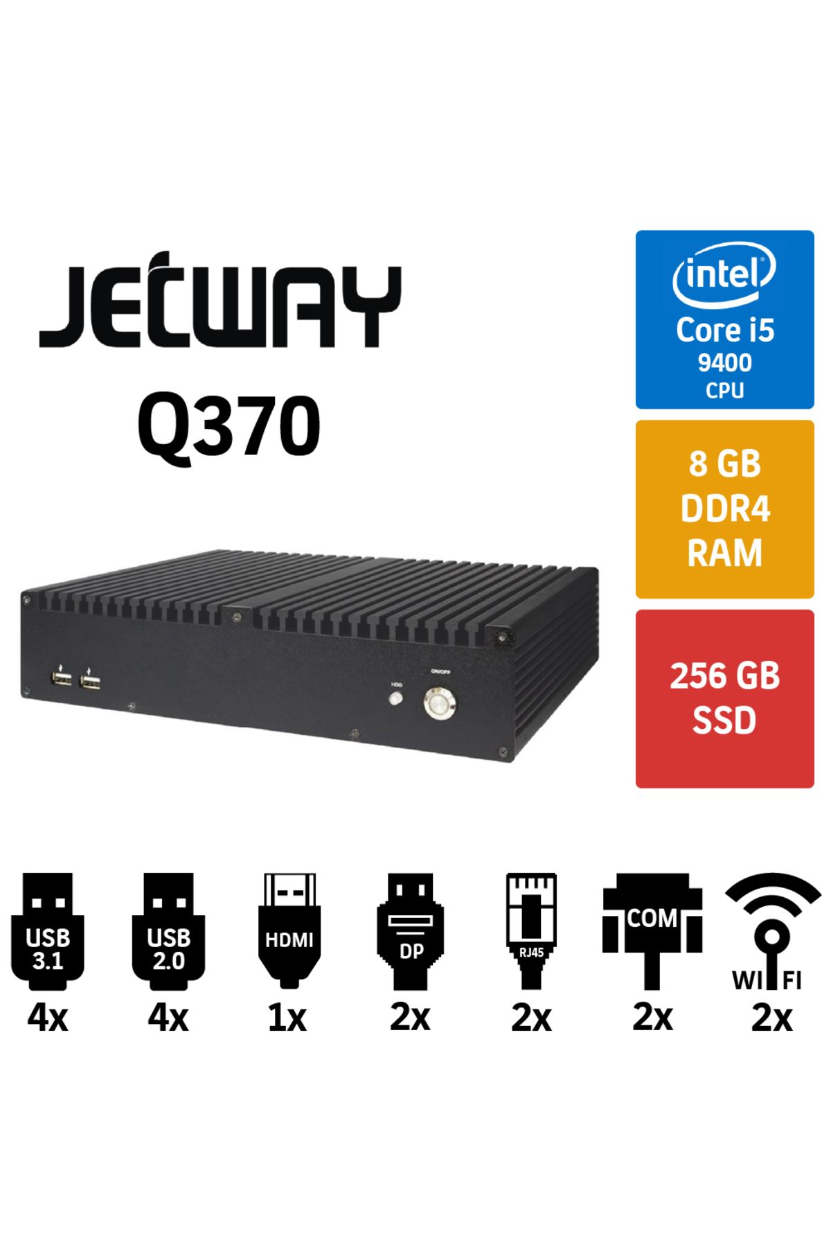 Jetway Q370 Intel Core I5 9400 8gb 256gb Ssd Endüstriyel Mini Pc