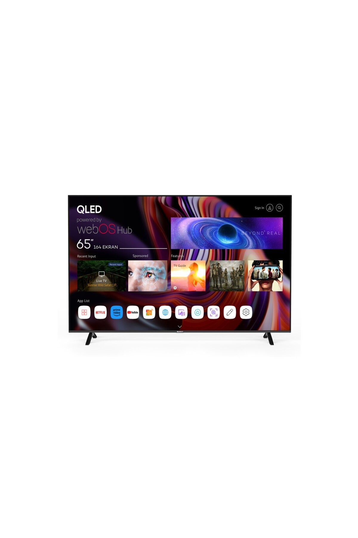 Sunny SN65QMN252 65'' 165 Ekran Frameless UHD 4K WebOS 2.0 QLED TV