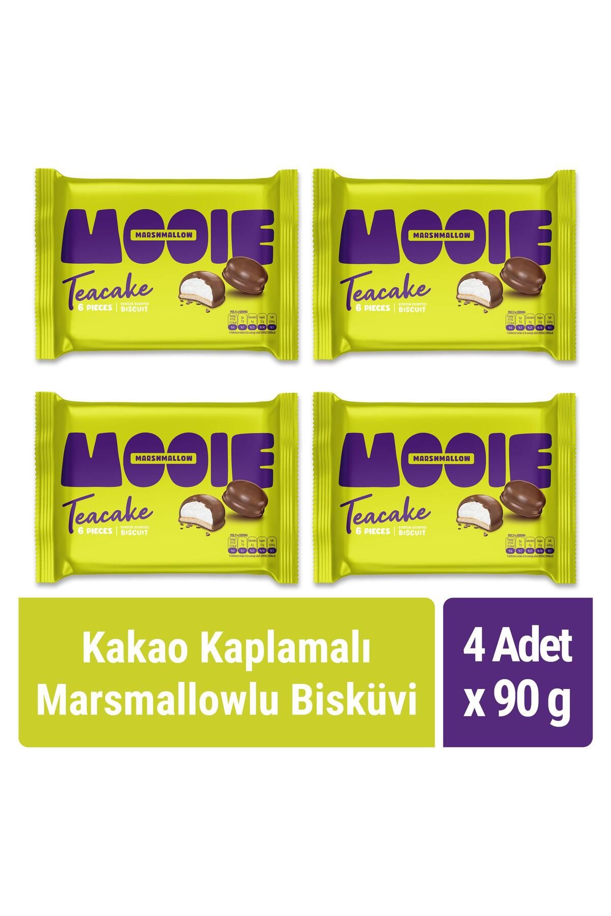 Mooie Kakao Kaplamalı Marshmallowlu Bisküvi 90 gr X 4 Adet