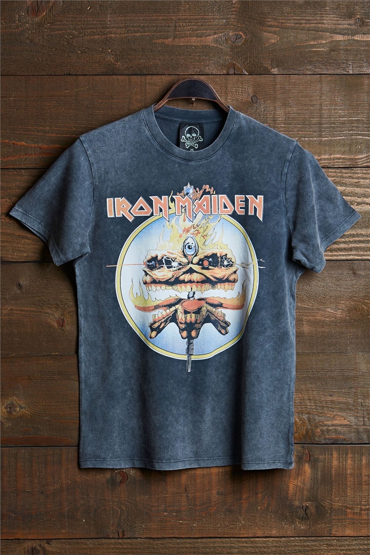 Overdrive Iron Maiden Vintage Yıkamalı Siyah Rock Metal Grup T-shirt