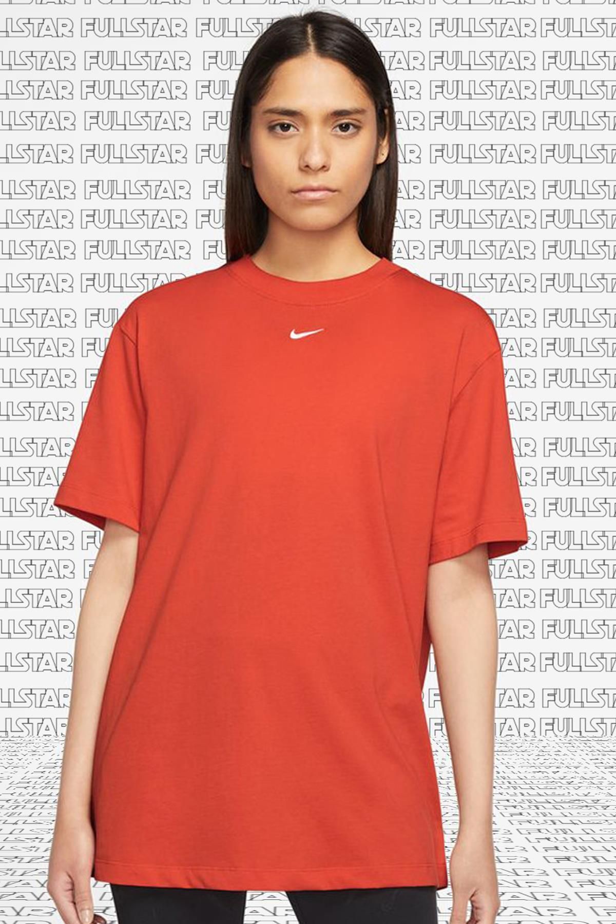 Nike Sportswear Oversized Tee Unisex Nakış Swooslu Bol Kesim Tişört Somon Turuncu