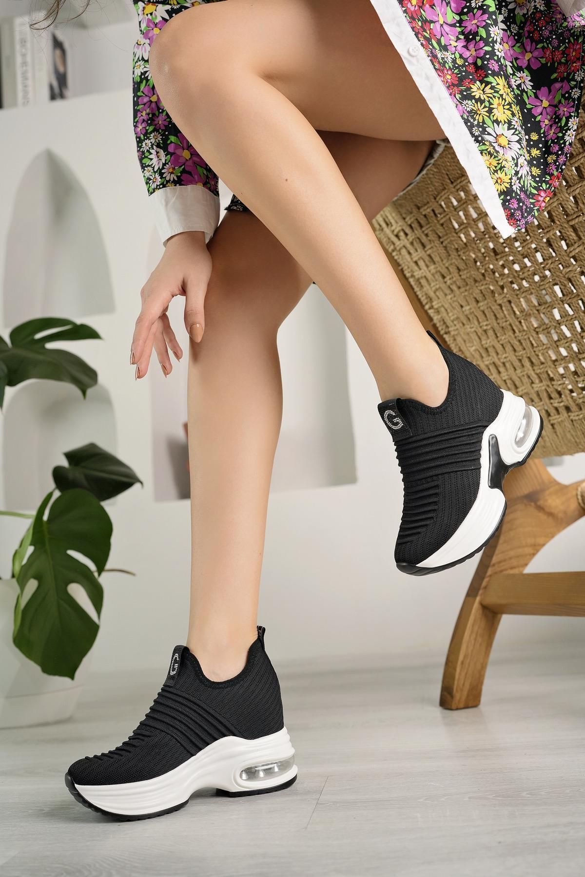Guja 24y300-8 Siyah Gizli Topuk Havalı Taban Kadın Sneakers