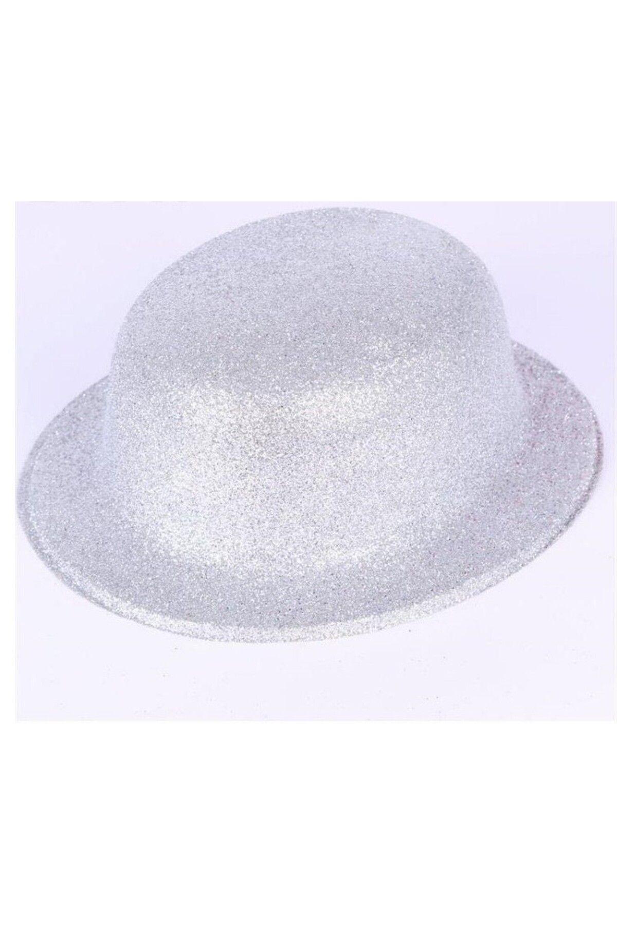 ShopZum Gümüş Renk Yuvarlak Simli Plastik Parti Şapkası
