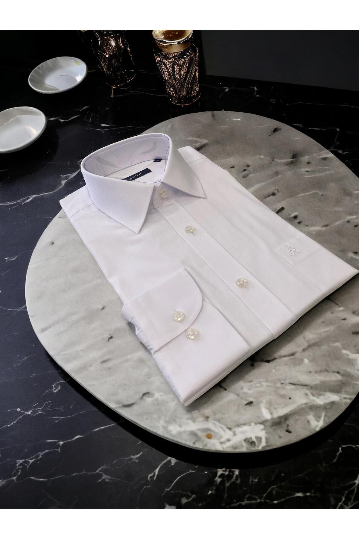 Sarar Elvio Regular Fit(KLASİK KALIP) %100 Pamuk Beyaz Gömlek
