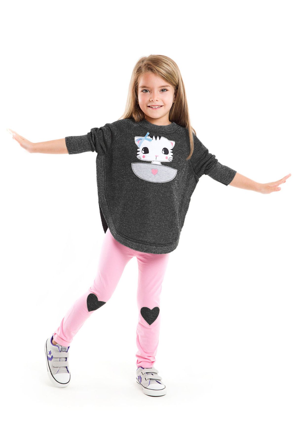 MSHB&G Sevgili Kedicik Kız Çocuk Sweatshirt Tayt Takım