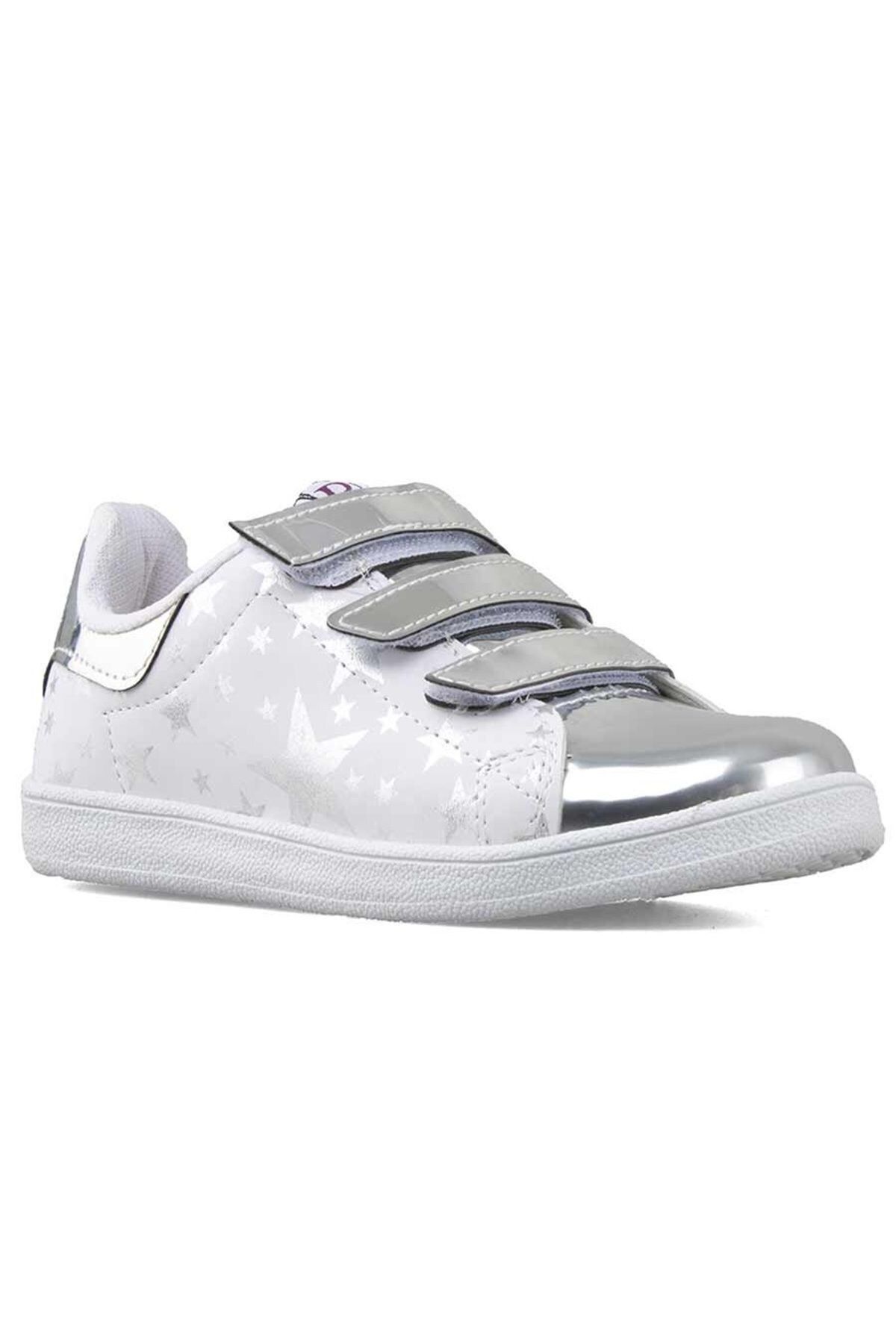 Le Petite kız çocuk günlük kullanım yeni sezon gümüş-beyaz renk lepetit flet ayakkabı
