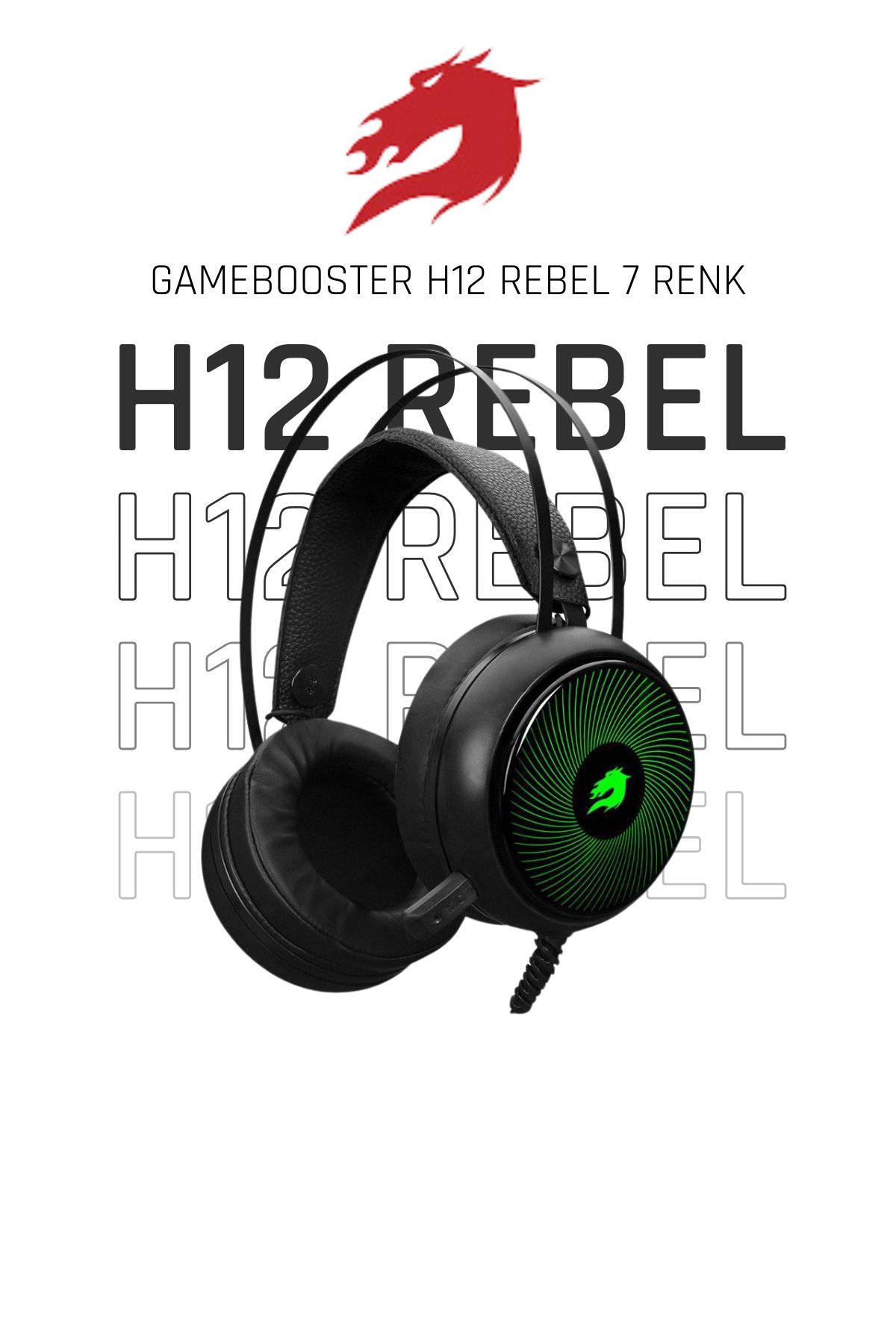 Gamebooster H12 Rebel 7 Renk RGB 7.1 Siyah Oyuncu Kulaklığı