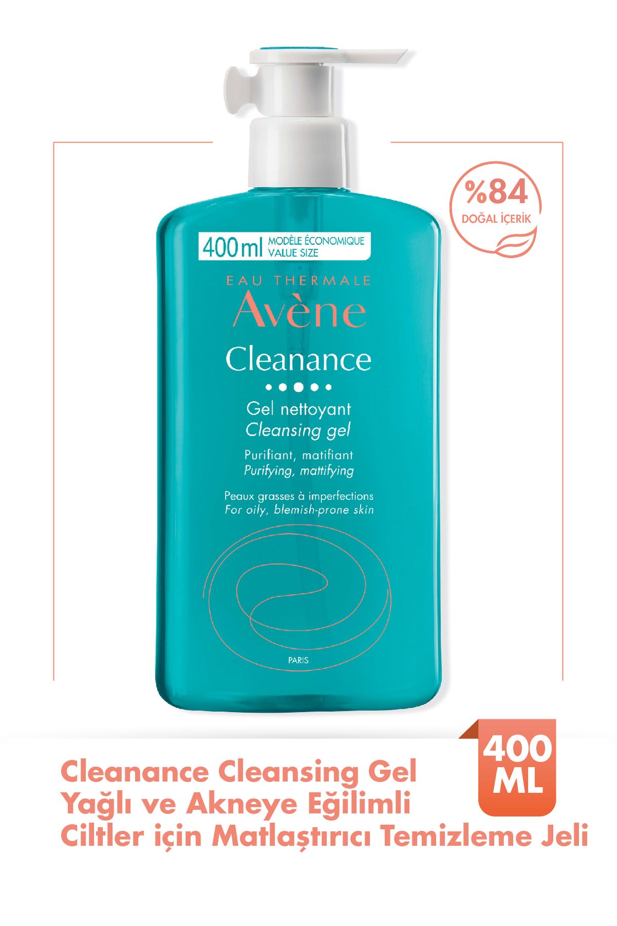 Avene Cleanance Cleansing Gel Yağlı ve Akneye Eğilimli Ciltler İçin Matlaştırıcı Temizleme Jeli 400 ml