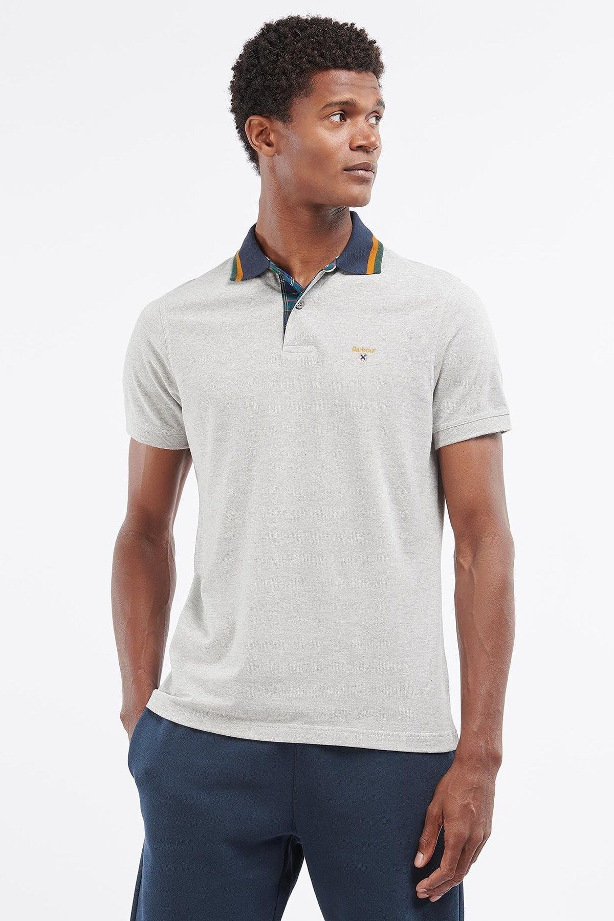 Barbour Prep Tipped Polo Yaka Gy52 Grey Marl