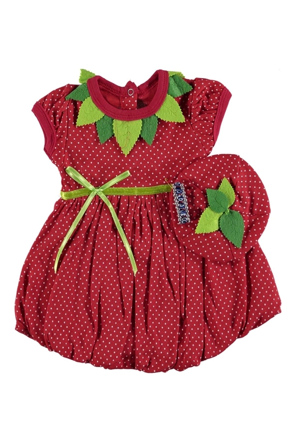 Babydonat Kız Çocuk Kırmızı Çilekli Şapkalı Takım 3-6-9 Ay