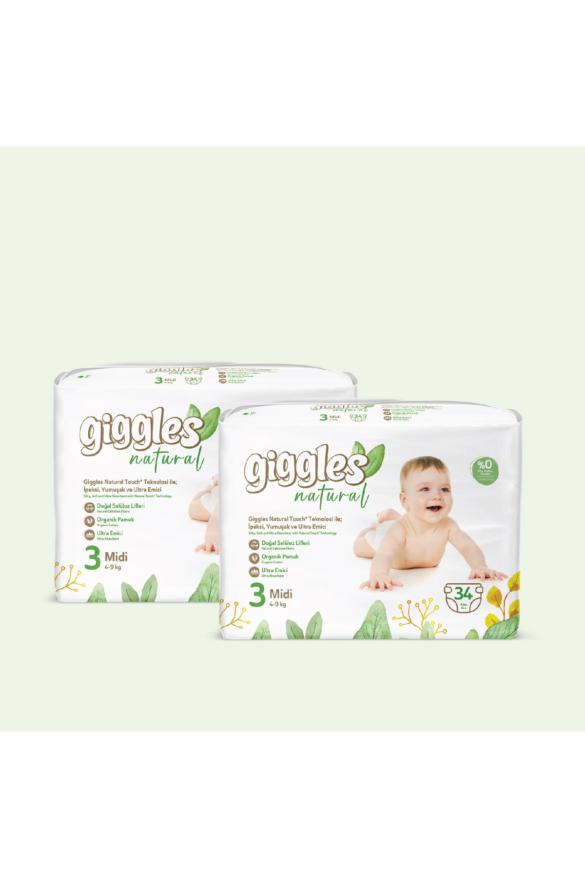 giggles 1-2-3-4-5-6 Numara Natural Bebek Bezi Ekonomik Fırsatlı 2 Paket