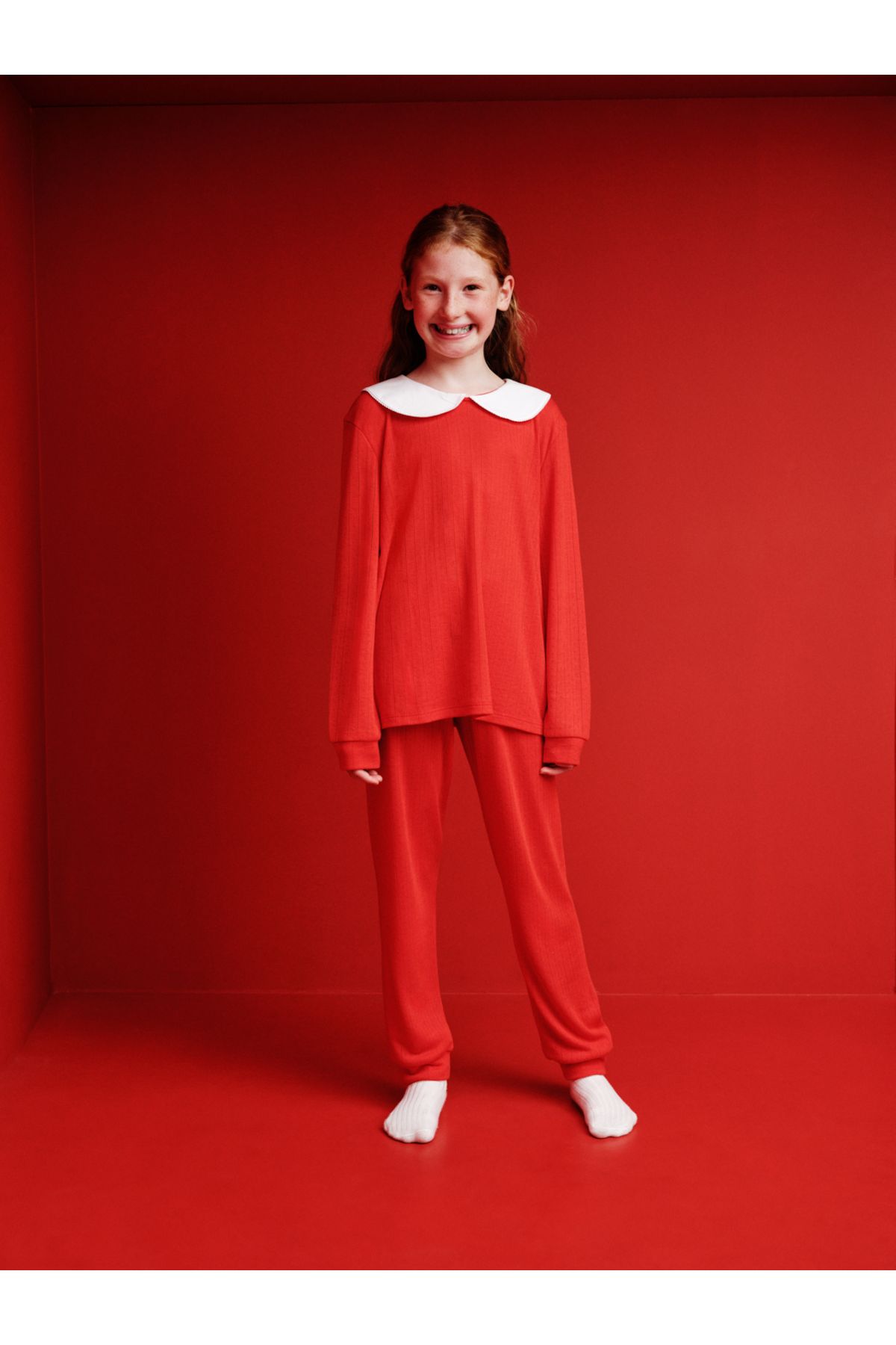 Penti Kız Çocuk Geniş Yaka Termal Pijama Takımı