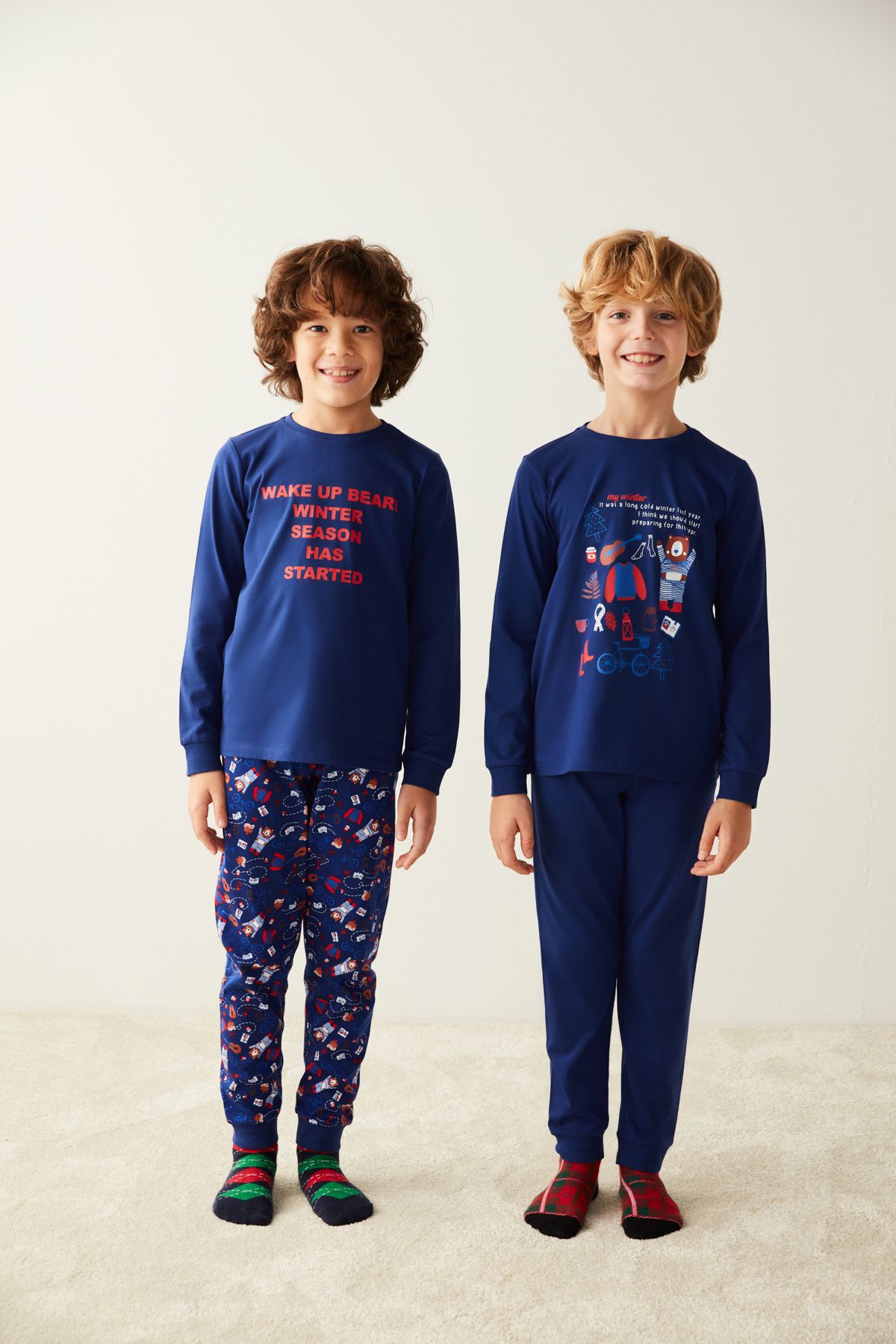 Penti Lacivert Erkek Çocuk Slogan Baskılı 2li Pijama Takımı