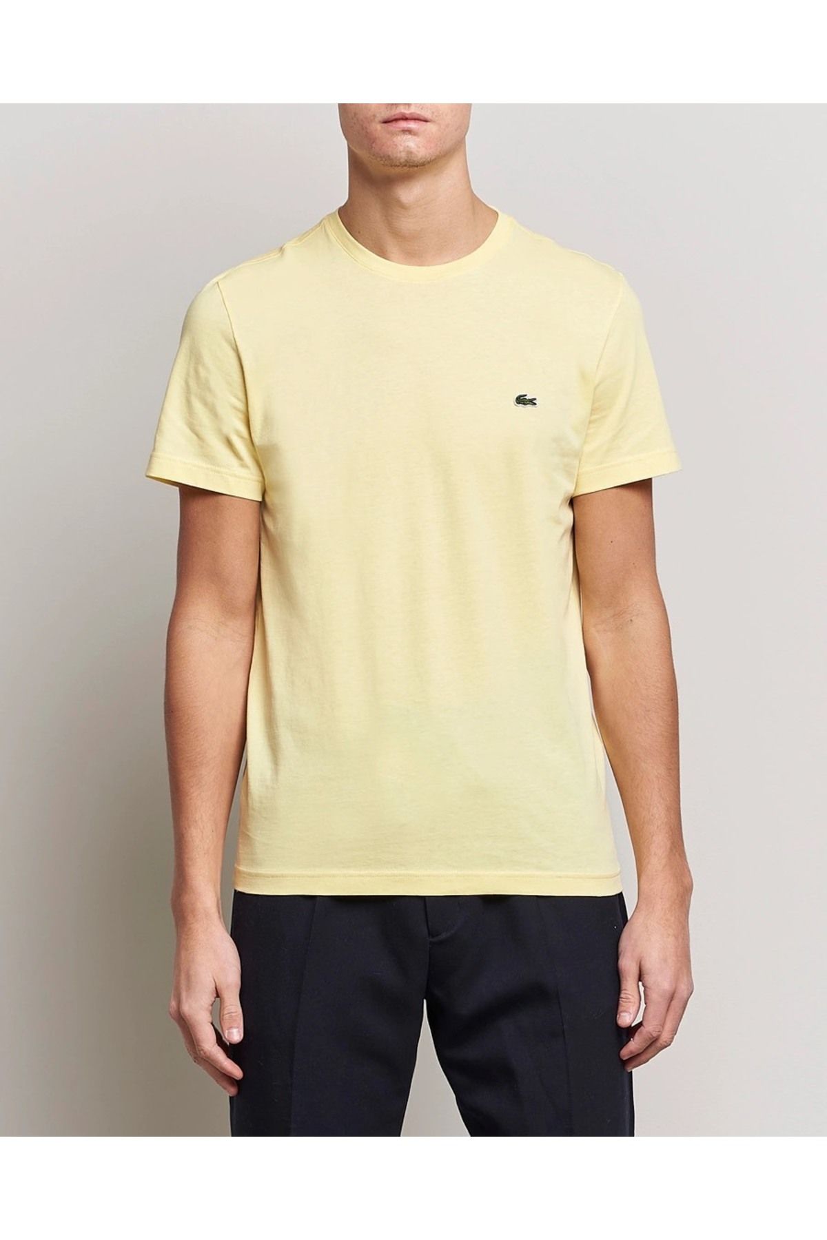 Lacoste Erkek Standart Fit Sarı Bisiklet Yaka T-Shirt