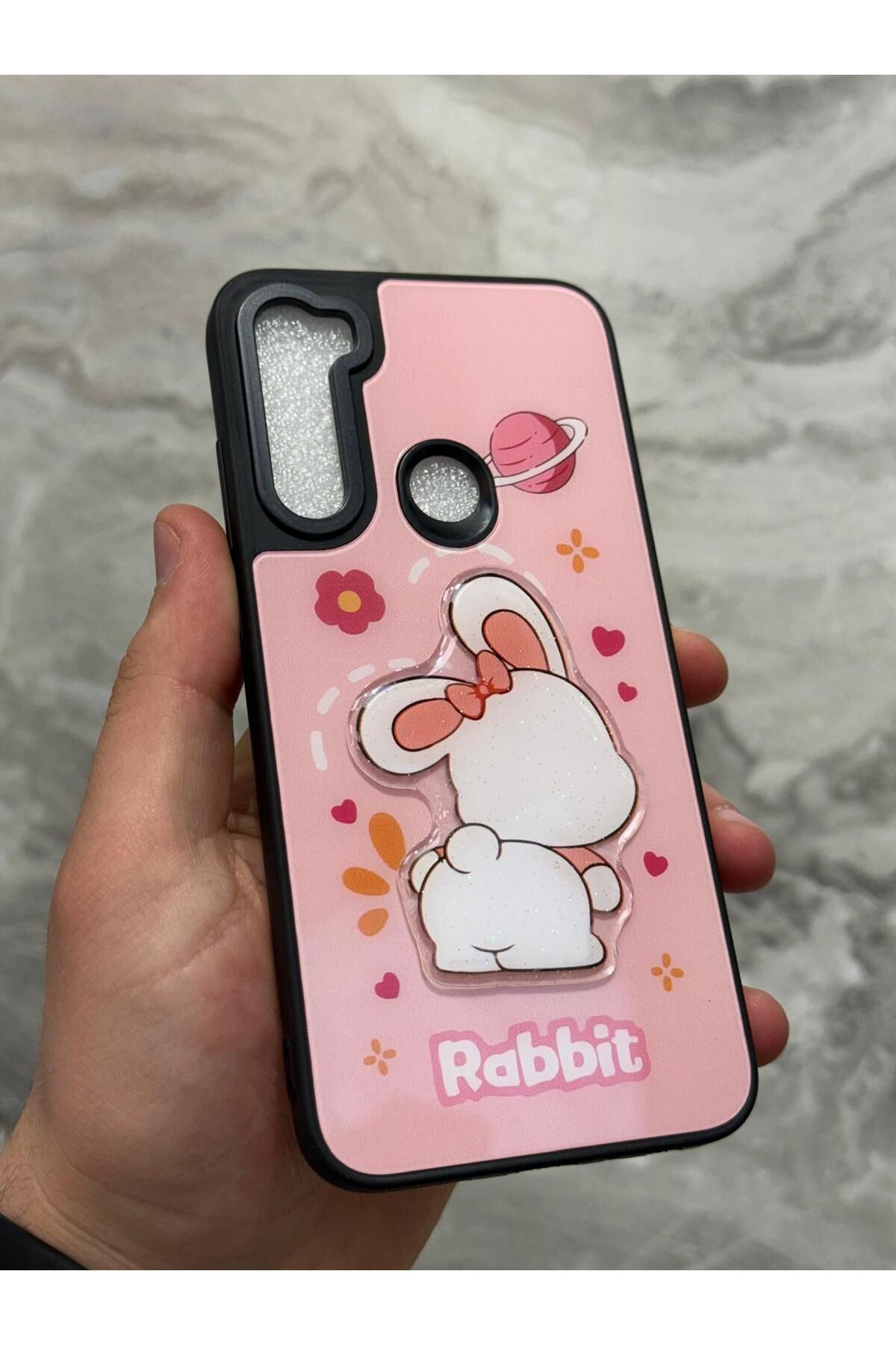 Sphone Xiaomi Redmi Note 8 Kılıf Parlak Neon Renk Kabartma Emoji Teddy Bear Baby Rabbit Cat Sticker Grafiti