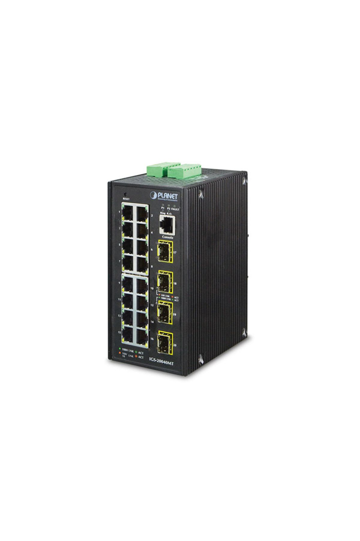 Planet Industrial 16-Port 10/100/1000T + 4 100/1000X SFP Managed Switch (-40~75 Degrees C)