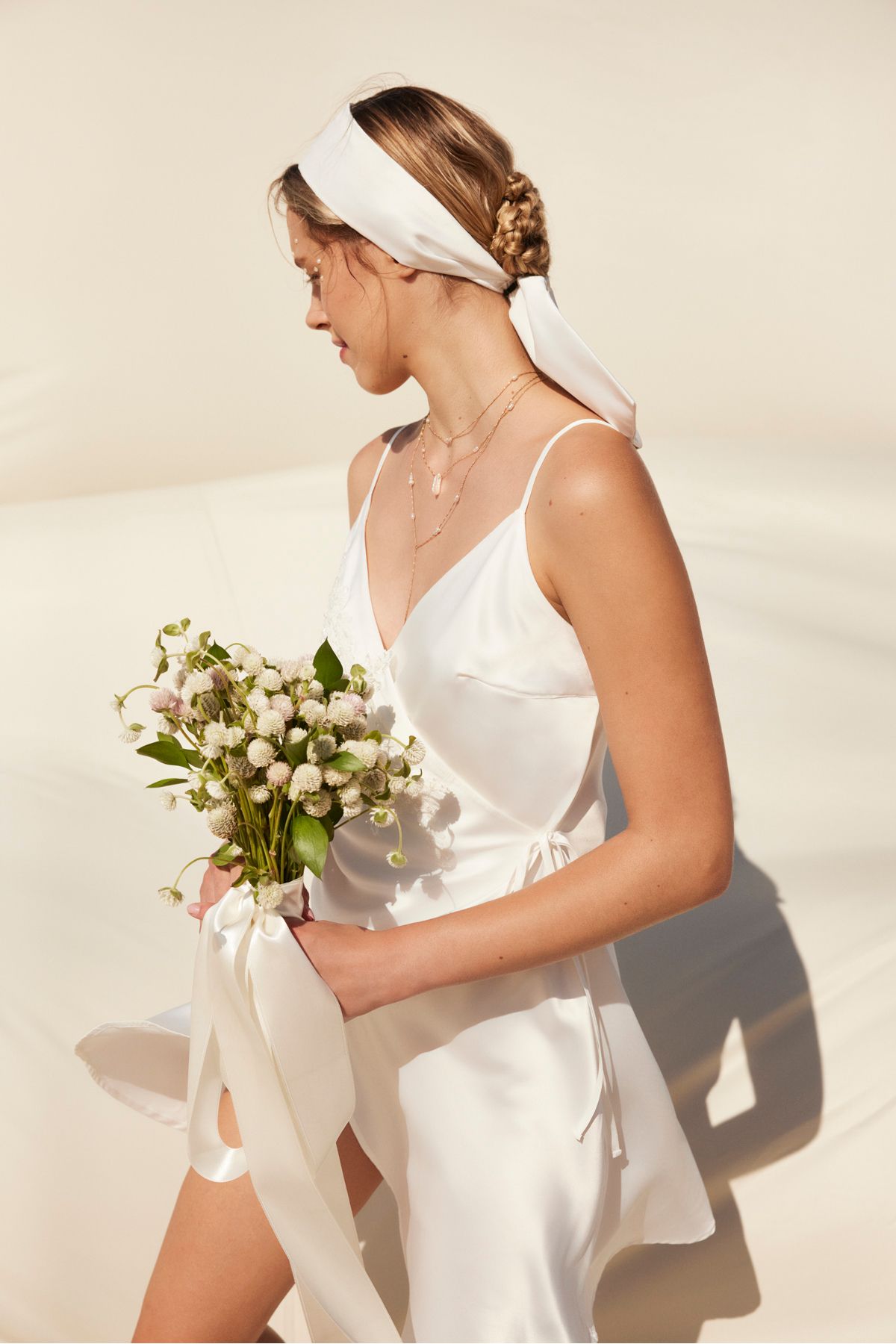Penti Bridal Saten Dantel Detaylı Kırık Beyaz Elbise