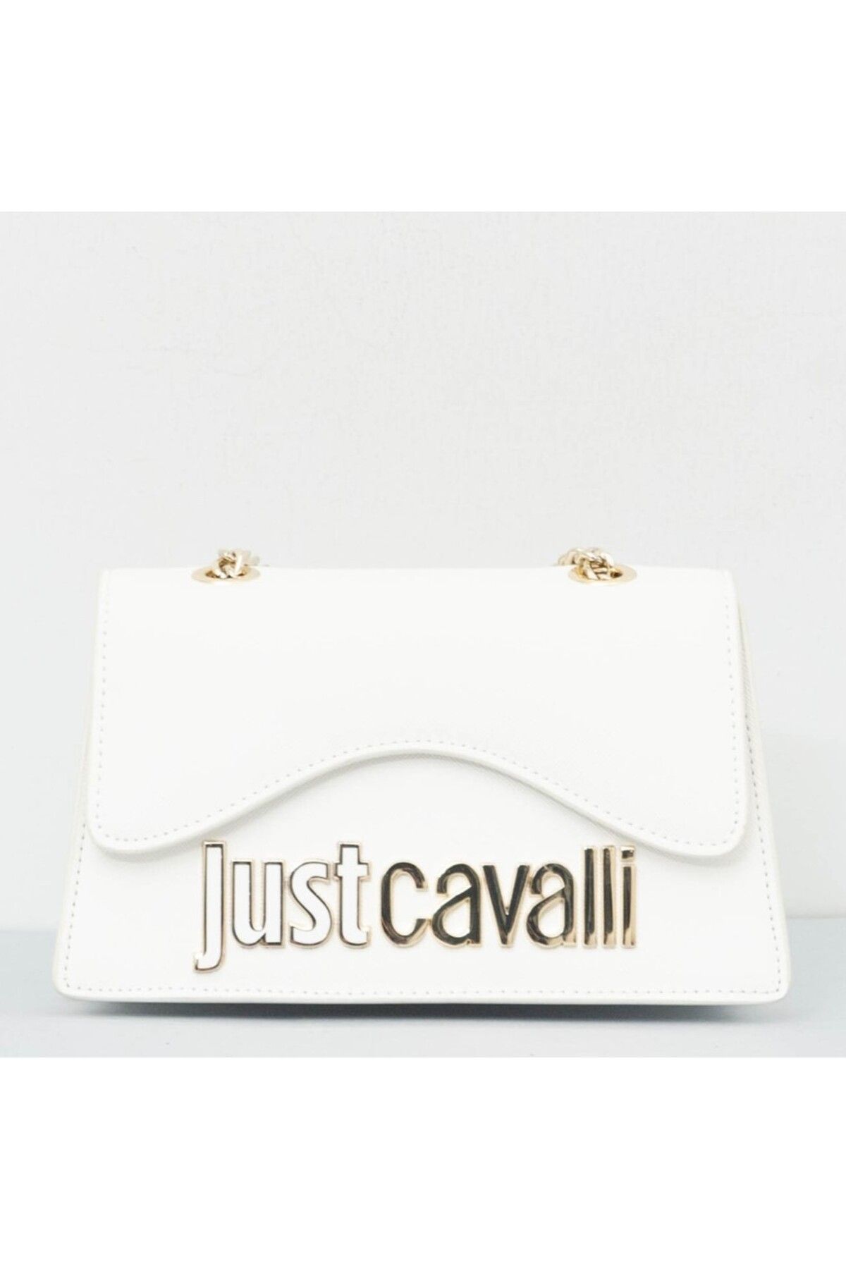 Just Cavalli Kadın Marka Logo Detaylı Çoklu Kart Bölmeli Günlük Beyaz Omuz Çantası 76RA4BB7 ZS766-003