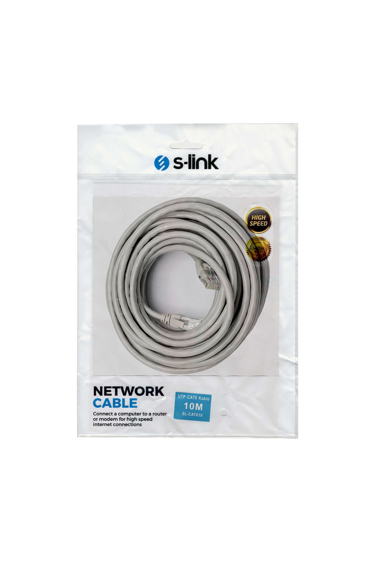 Powermaster 5'li S-LINK SL-CAT610 10 METRE GRİ CAT6 KABLO