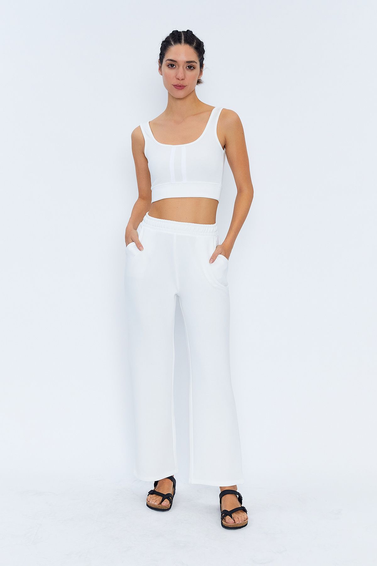 Sizefash Trend Crop Modal Kumaş Eşofman Alt Üst Takım