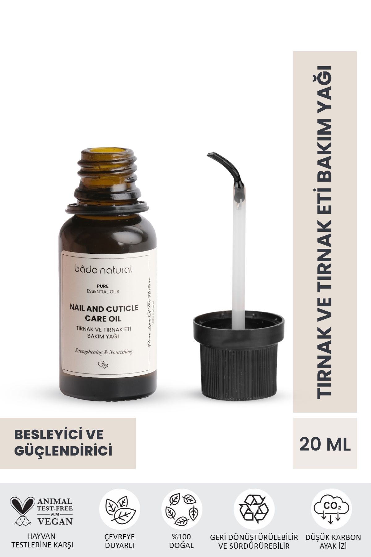 Bade Natural Besleyici Ve Güçlendirici Tırnak Ve Tırnak Eti Bakım Yağı %100 Doğal 20 ml