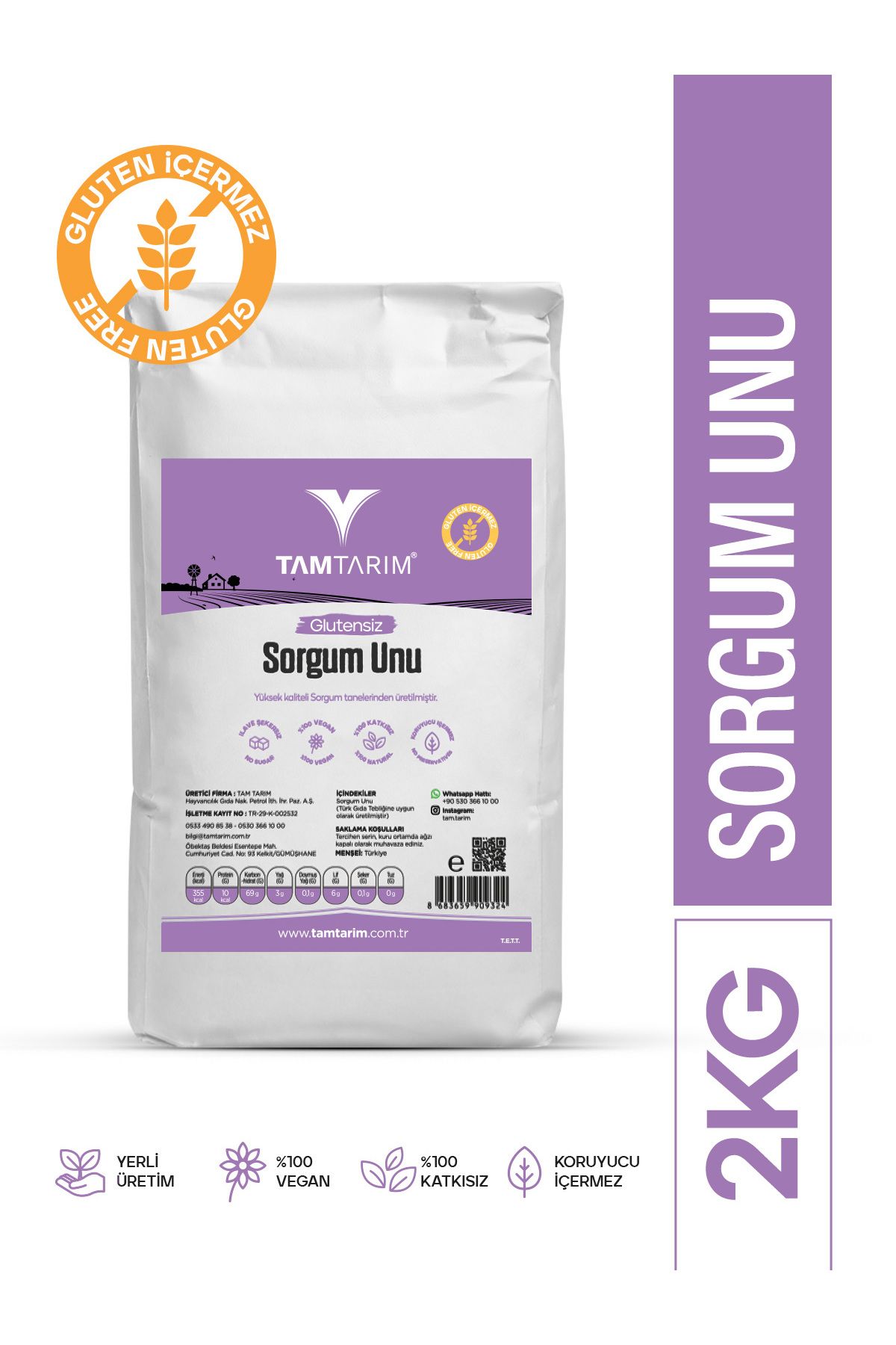 Tam Tarım (glutensiz) Sorgum Unu 2 Kg