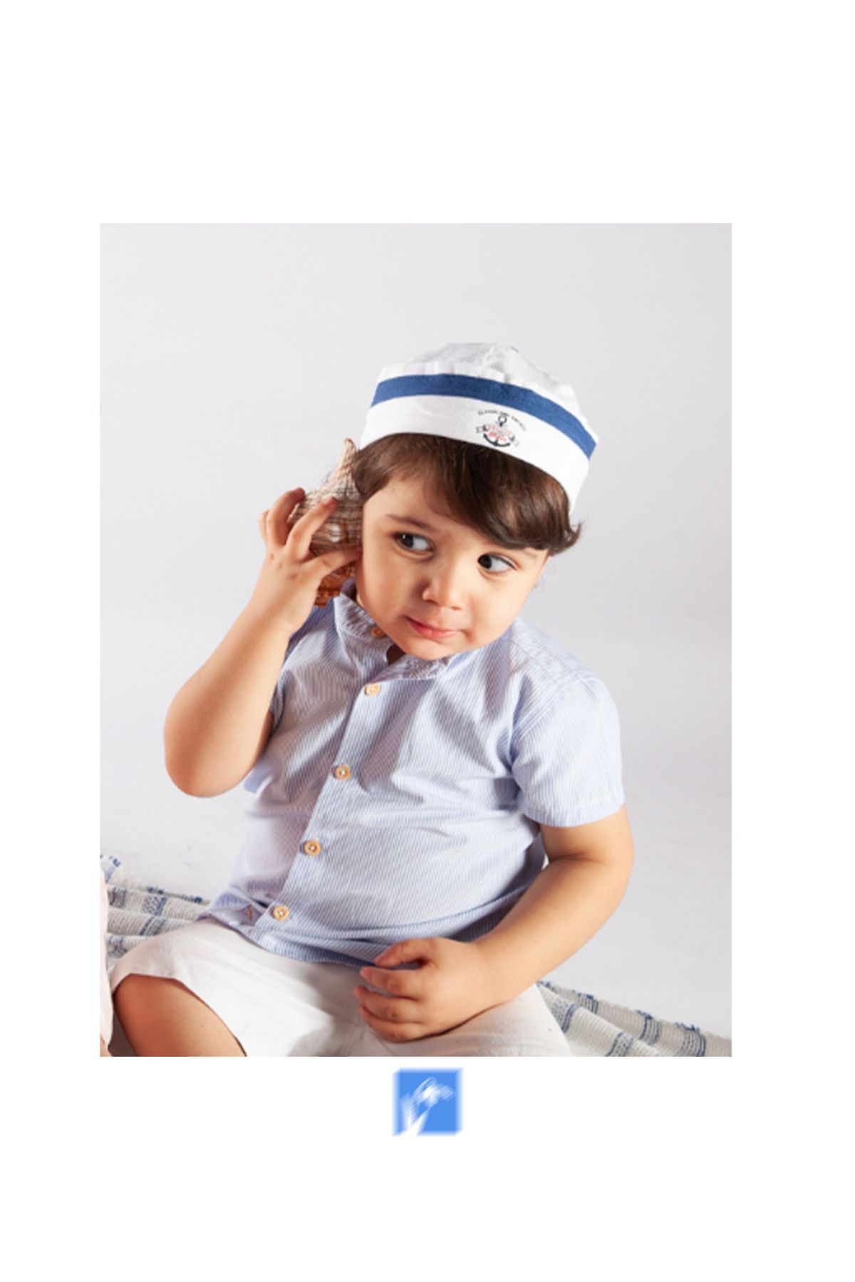 Kardelen Butik Denizli %100 Pamuk Erkek Çocuk İçin Denizci Şapkası  ( 1-3 Yaş ) ( Size 48-50 )