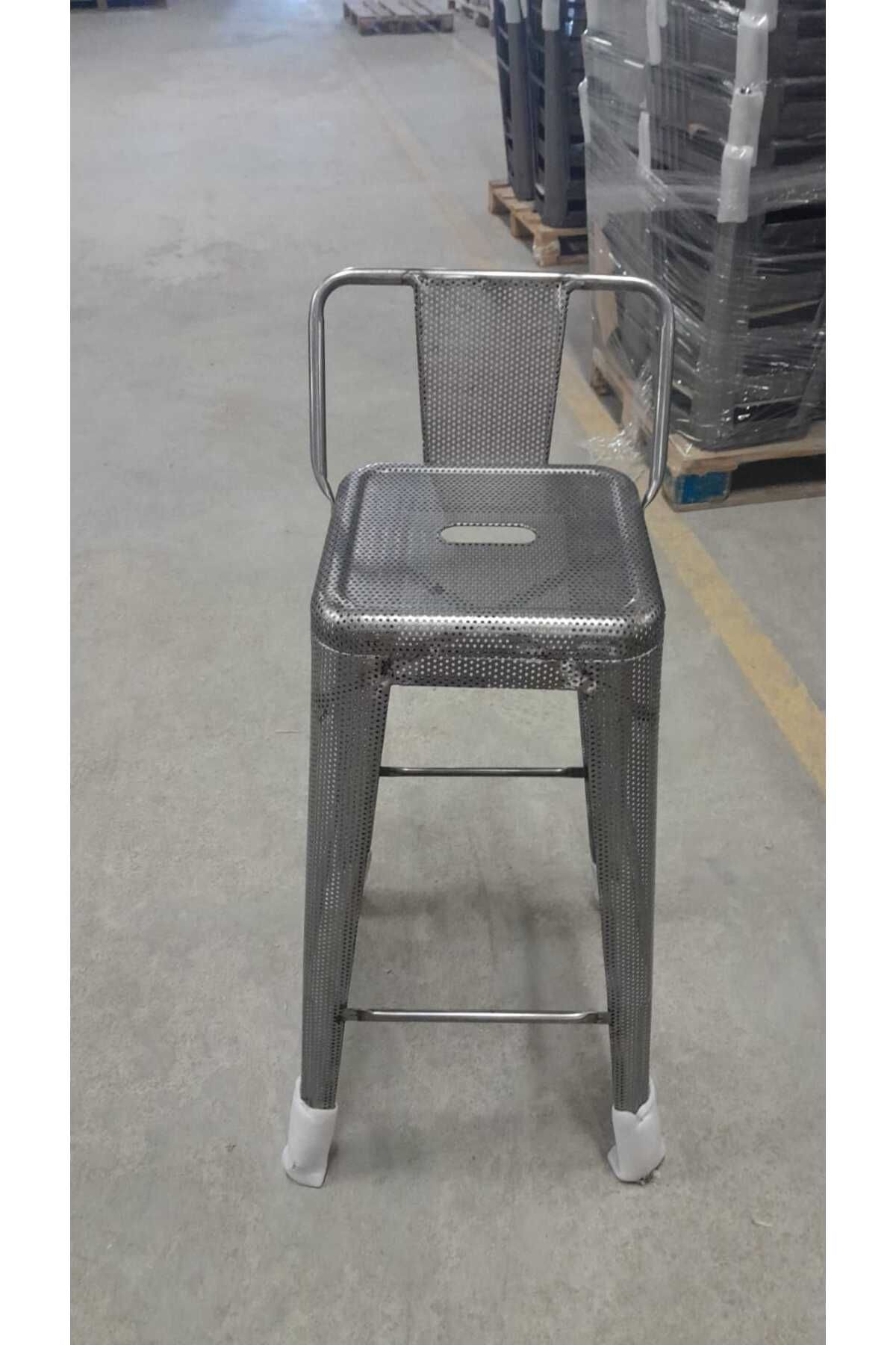 Vitale Tolix Arkalıklı Bar Sandalyesi Gümüş 76 Cm Ms.sı136