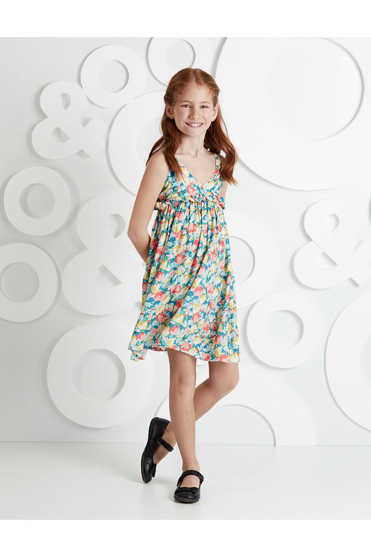 MSHB&G Fırfırlı Çiçekli Kız Çocuk  Elbise