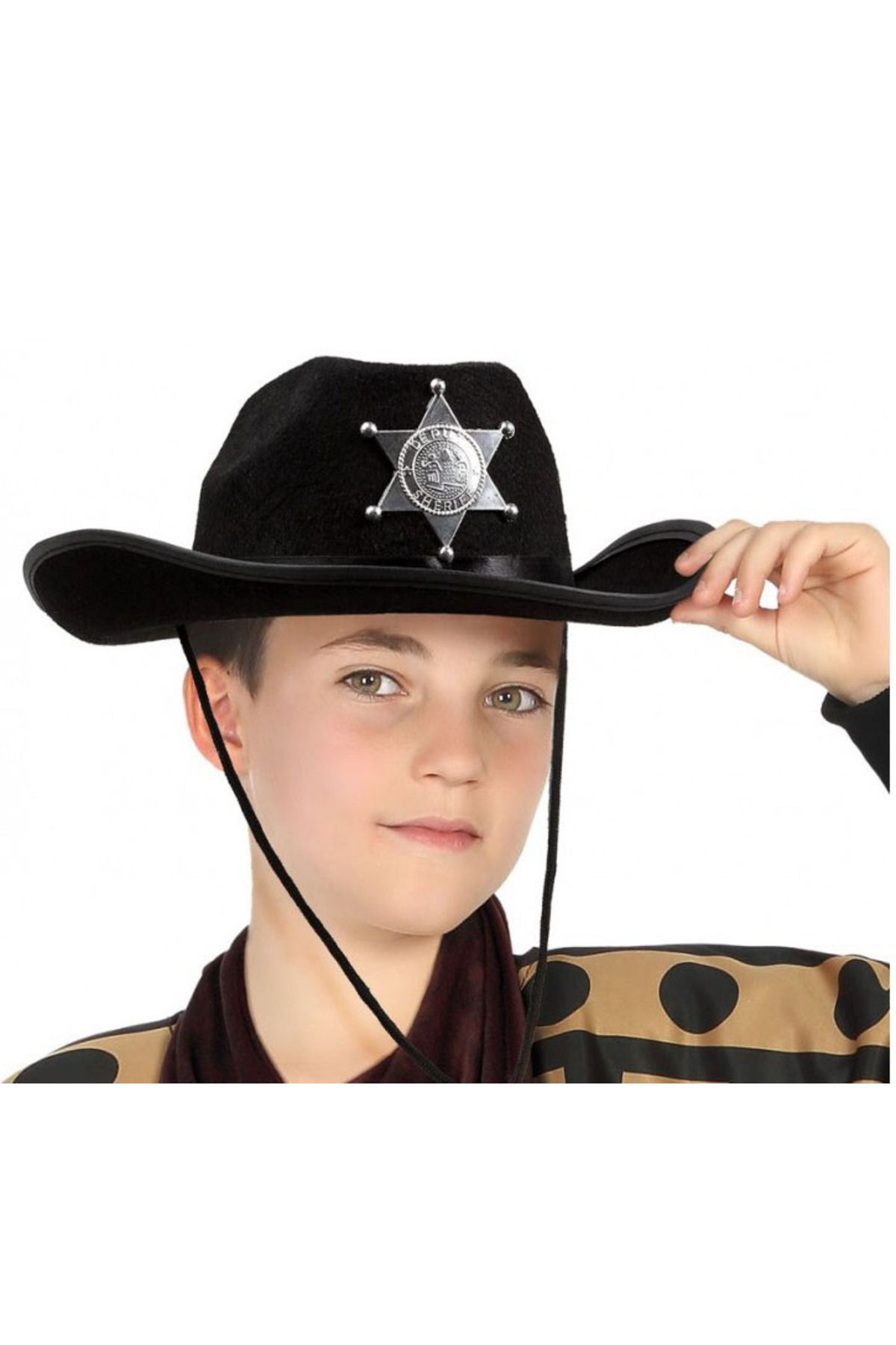 ShopZum Çocuk Kovboy Şapkası Sheriff Şapkası Siyah Renk