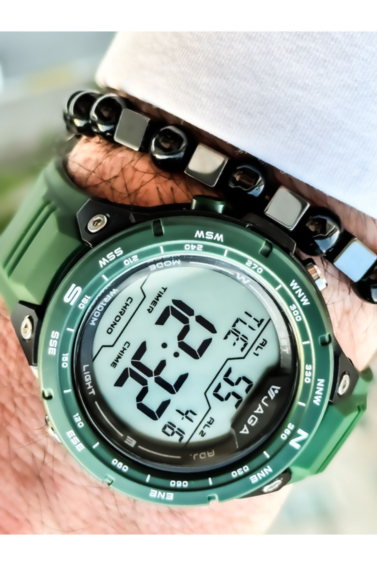 Jaga Su Geçirmez Kronometreli Yeşil Dijital Erkek Kol Saati