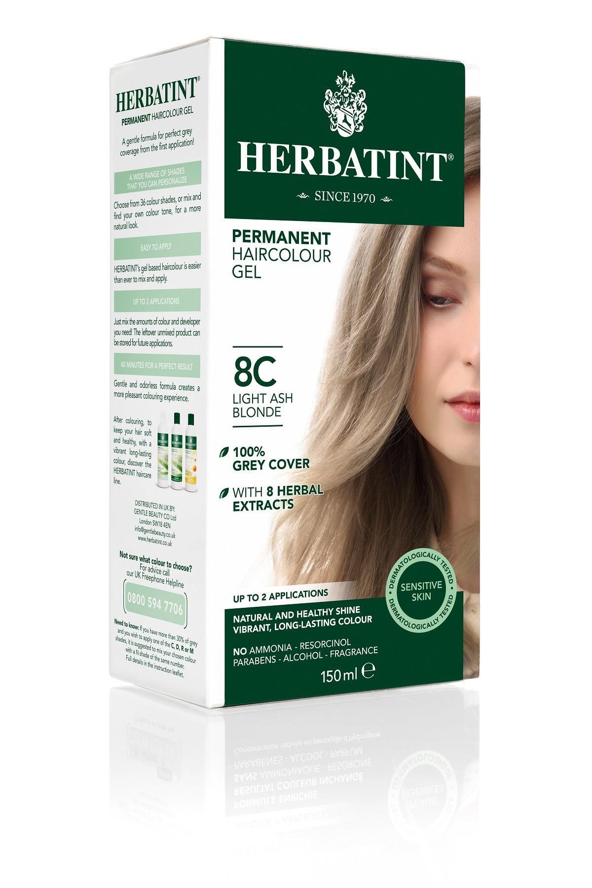 Herbatint 8c Light Ash Blonde (açık Küllü Sarı) 150 Ml Bitkisel Saç Boyası