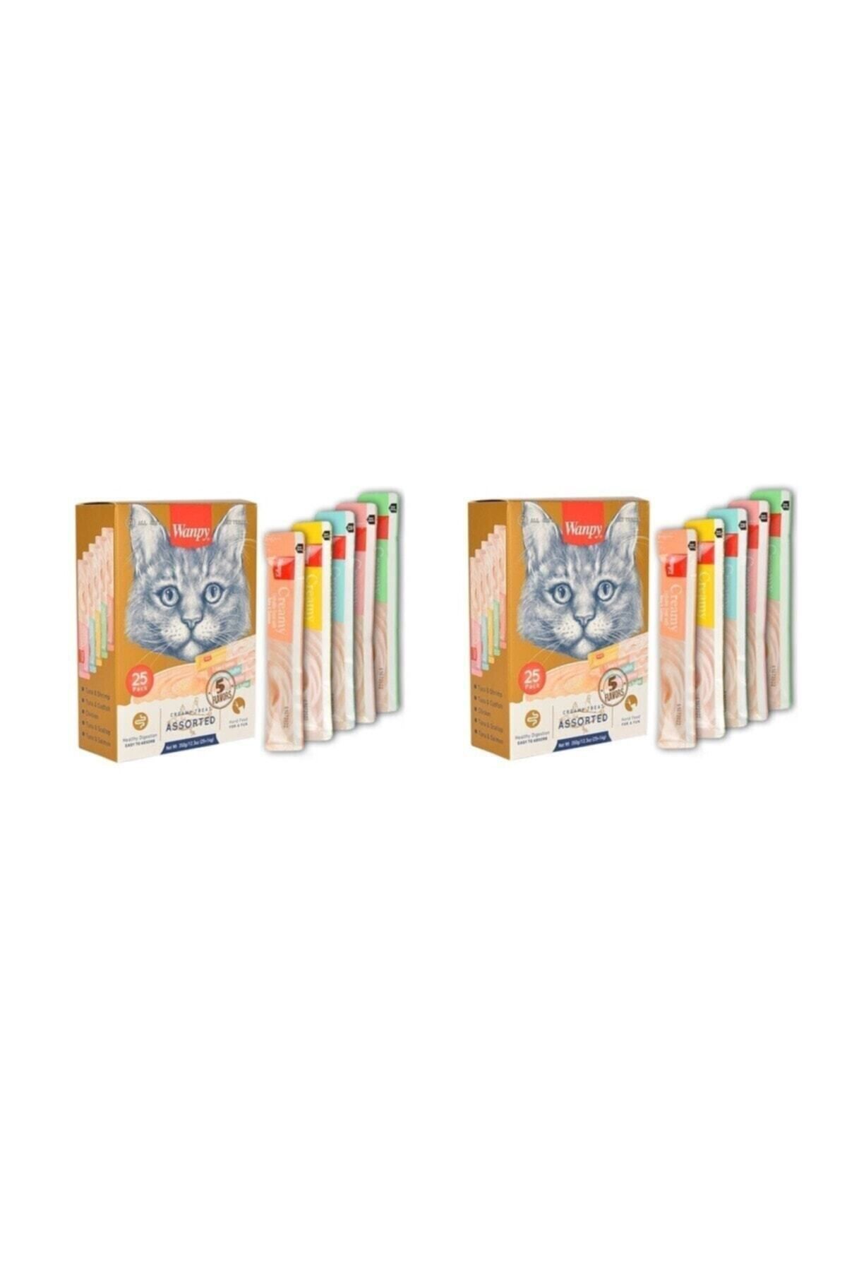 Wanpy Karışık Kedi Sıvı Ödülü 14 gr 25li  2 Eko Paket