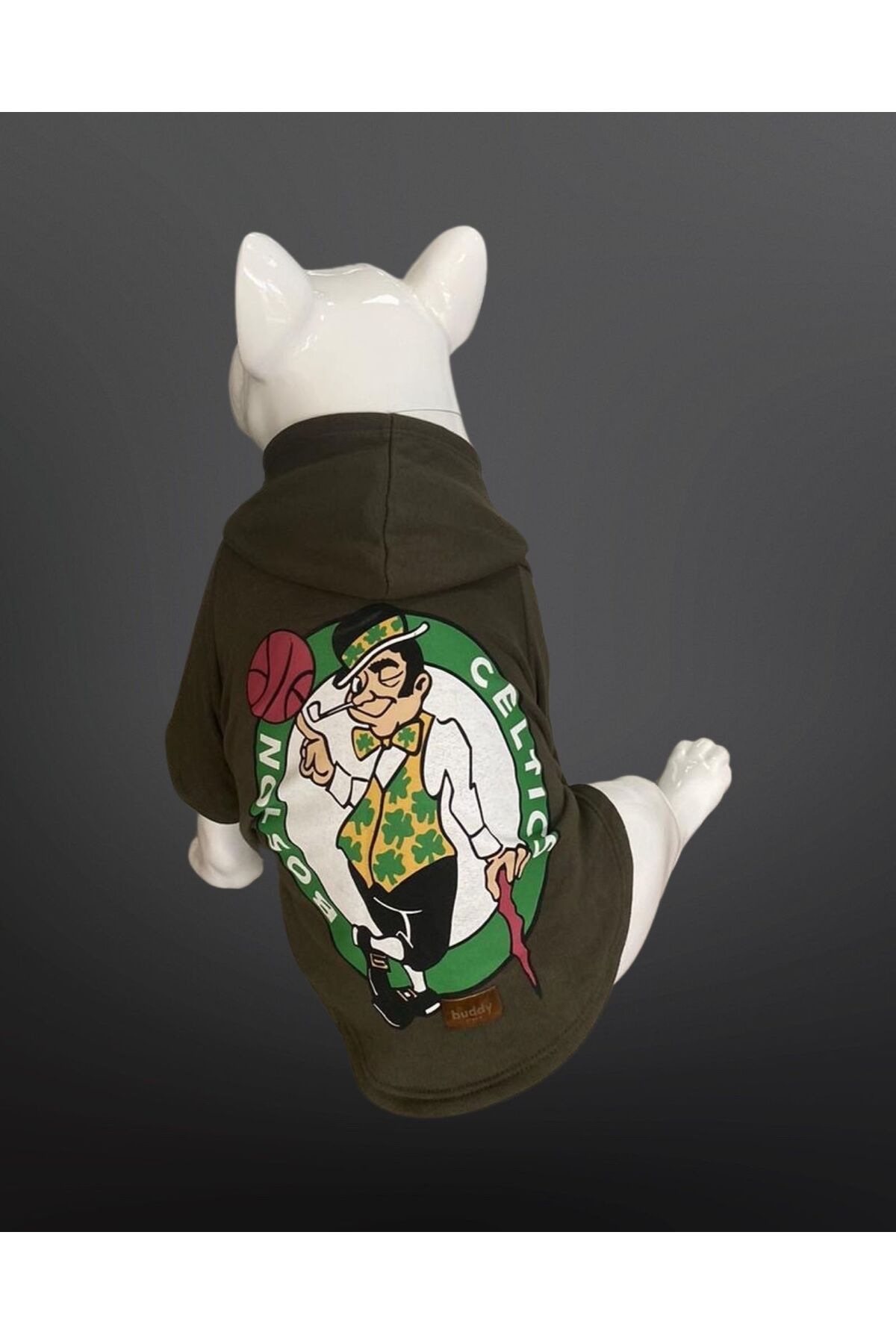 Buddy Store Kedi & Köpek Kıyafeti Sweatshirt - Boston Celtics Baskılı Haki Yeşili Sweatshirt - S Beden