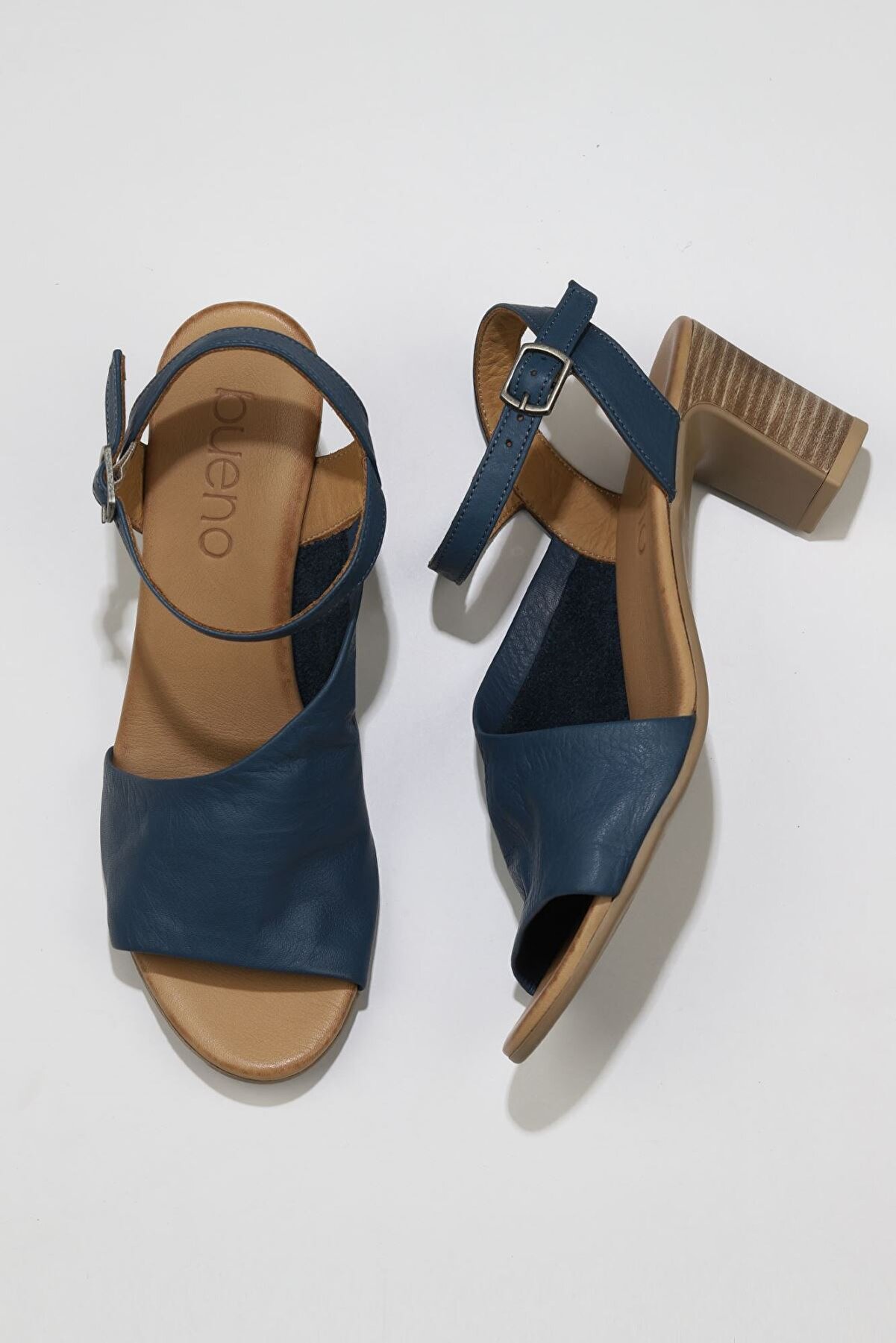 Genel Markalar Shoes Mavi Deri Kadın Topuklu Sandalet