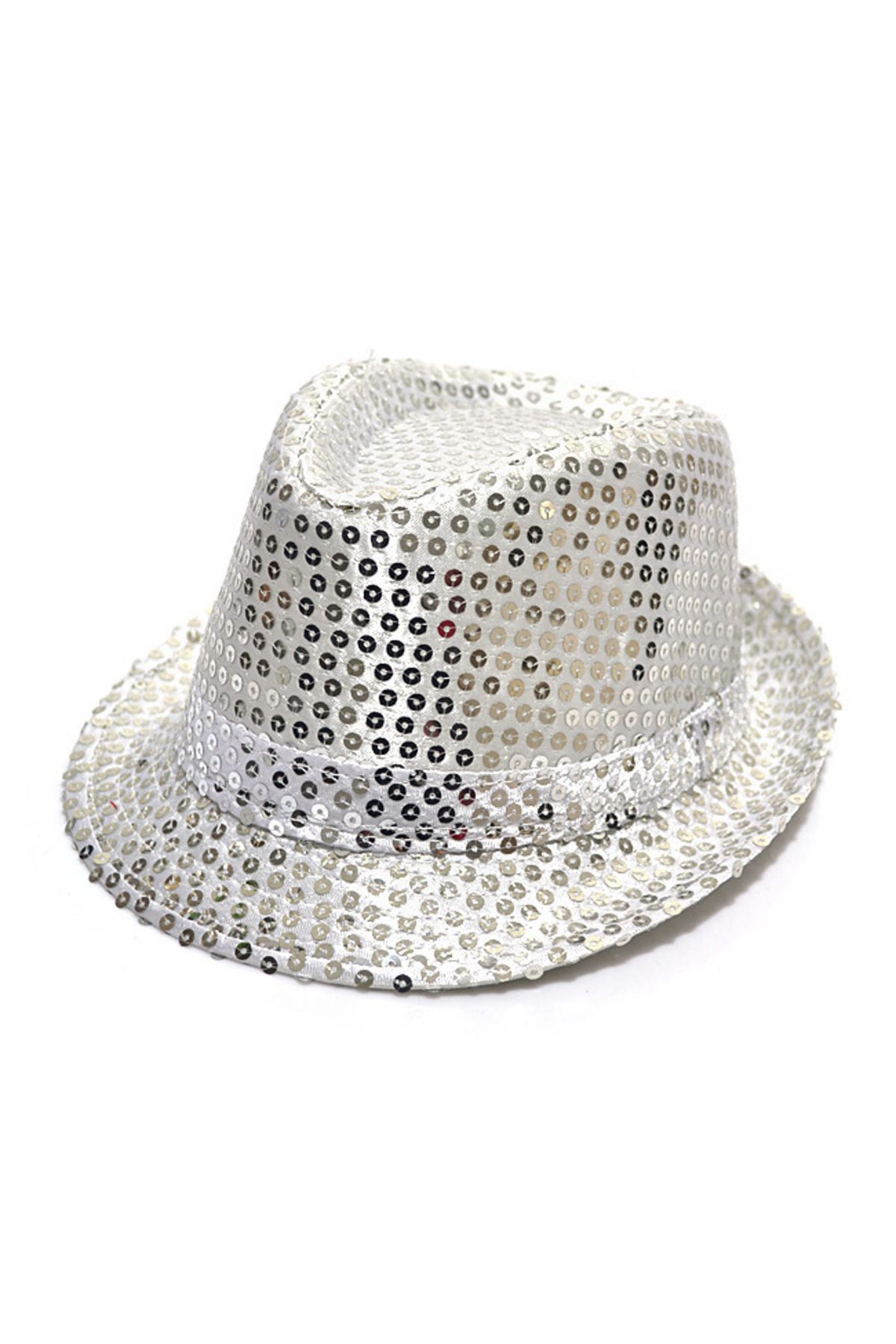HİMARRY Himarry Çocuk Boy Gümüş Payetli Şapka Gösteri Şapkası Michael Jackson Şapkası 54 No