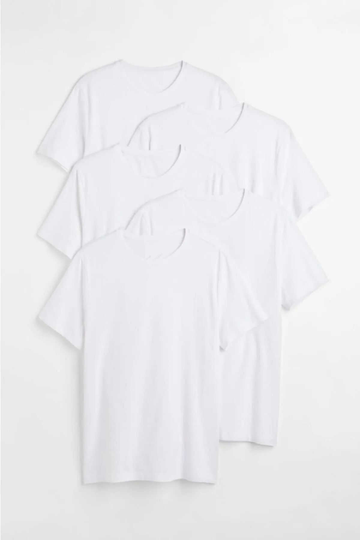 gothamvibes Erkek 5'li Paket Basic Beyaz T-Shirt