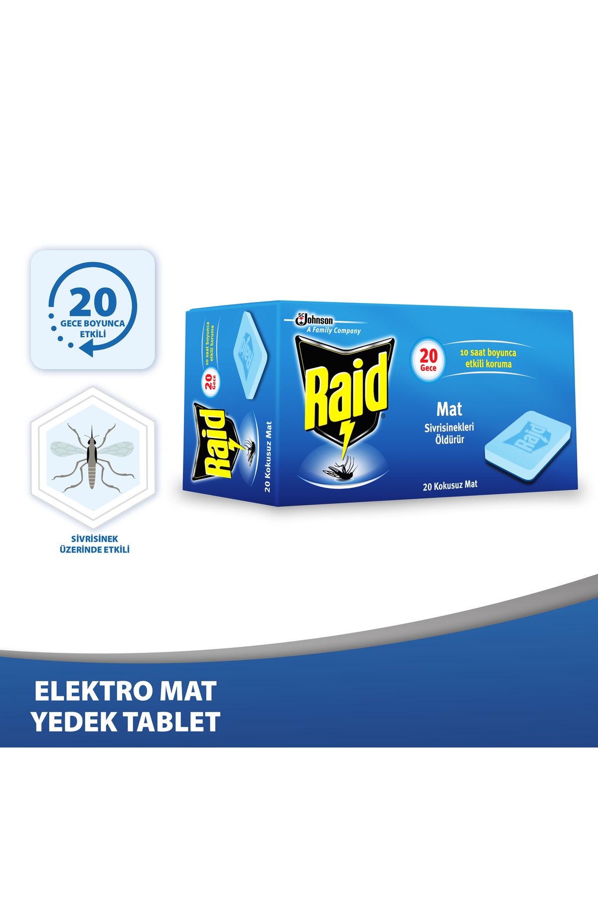 Raid Elektro Mat Kokusuz Tablet, 20'li (SİVRİSİNEKLERE KARŞI)
