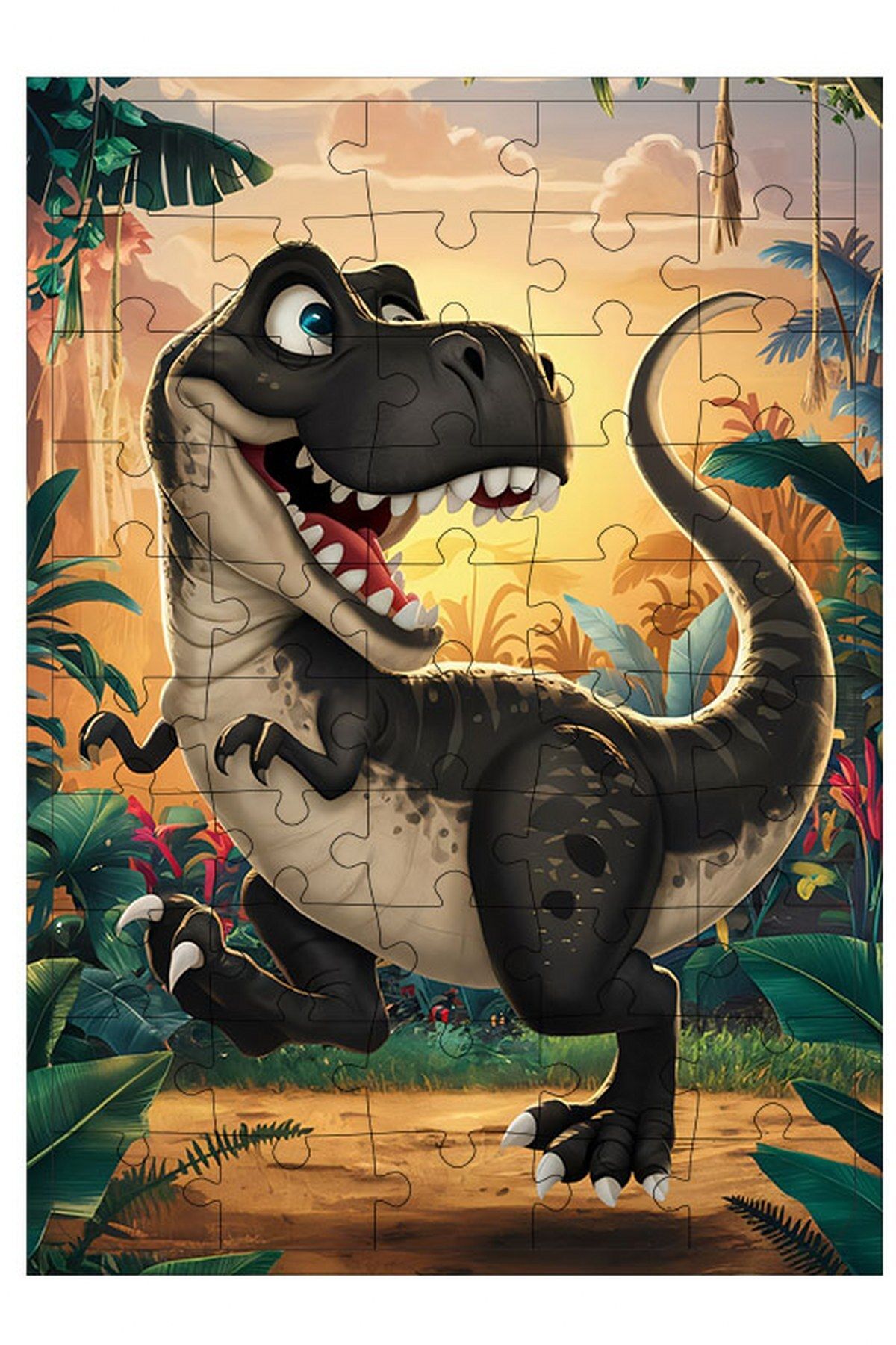 Tablomega Ahşap Mdf Puzzle Yapboz Sevimli Dinozor 50 Parça 35*50 cm