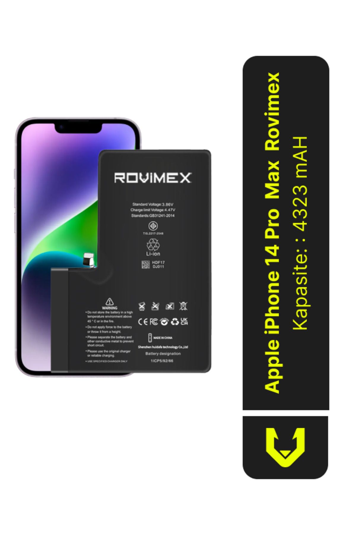 Rovimex Apple Iphone 14 Pro Max Batarya Pil - 4323 Mah