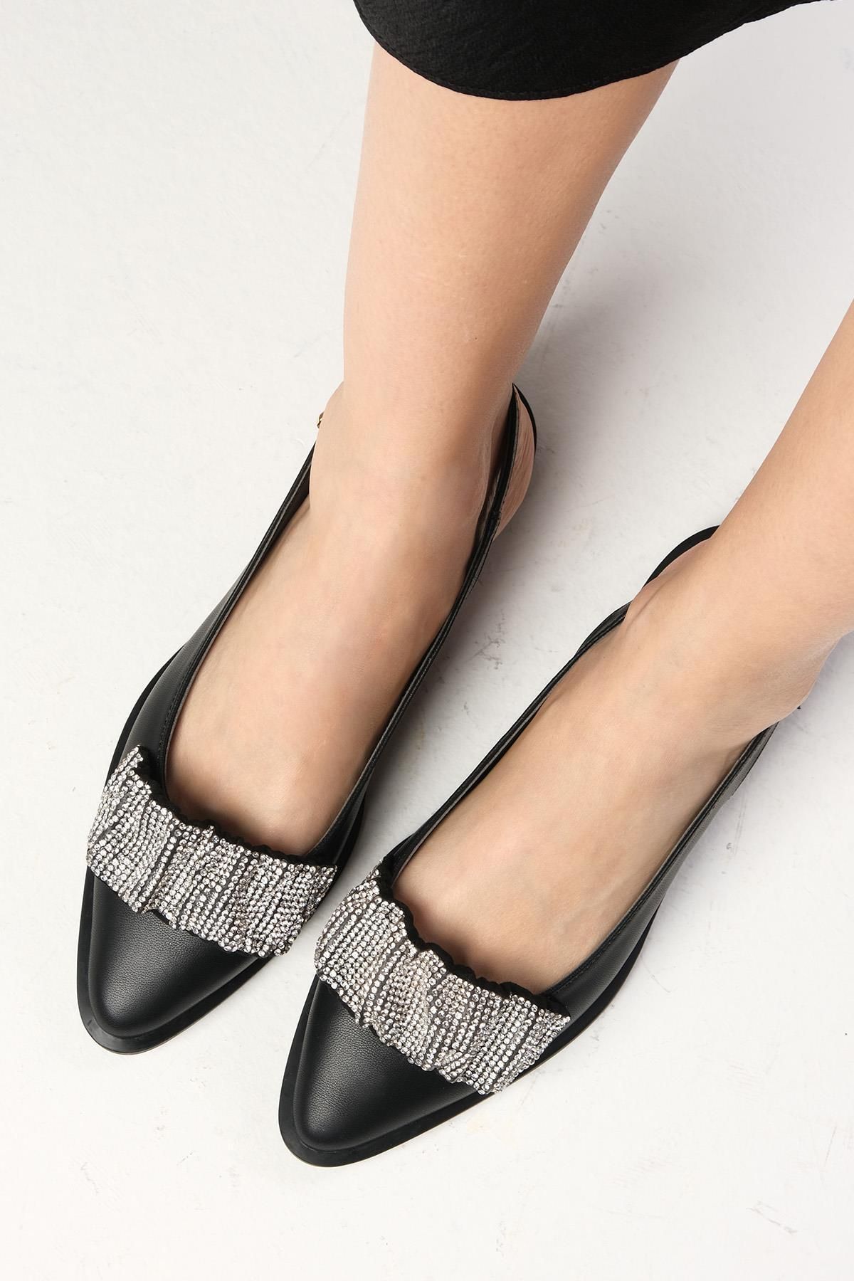 Mio Gusto Aisha Siyah Renk Kadın Babet Günlük Düz Ayakkabı