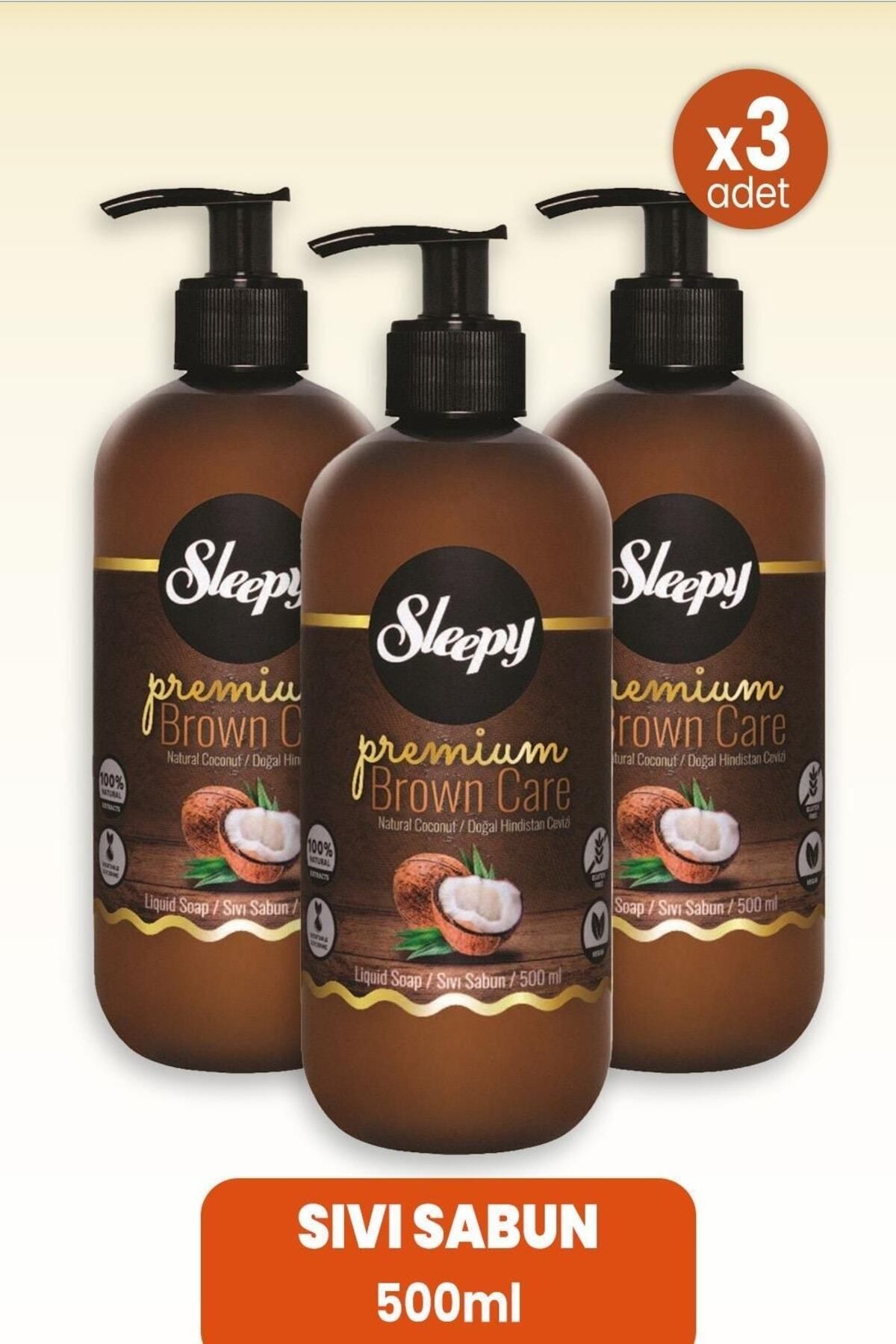 Sleepy Premium Brown Care Sıvı Sabun Hindistan Cevizi 500 ml X 3 Adet