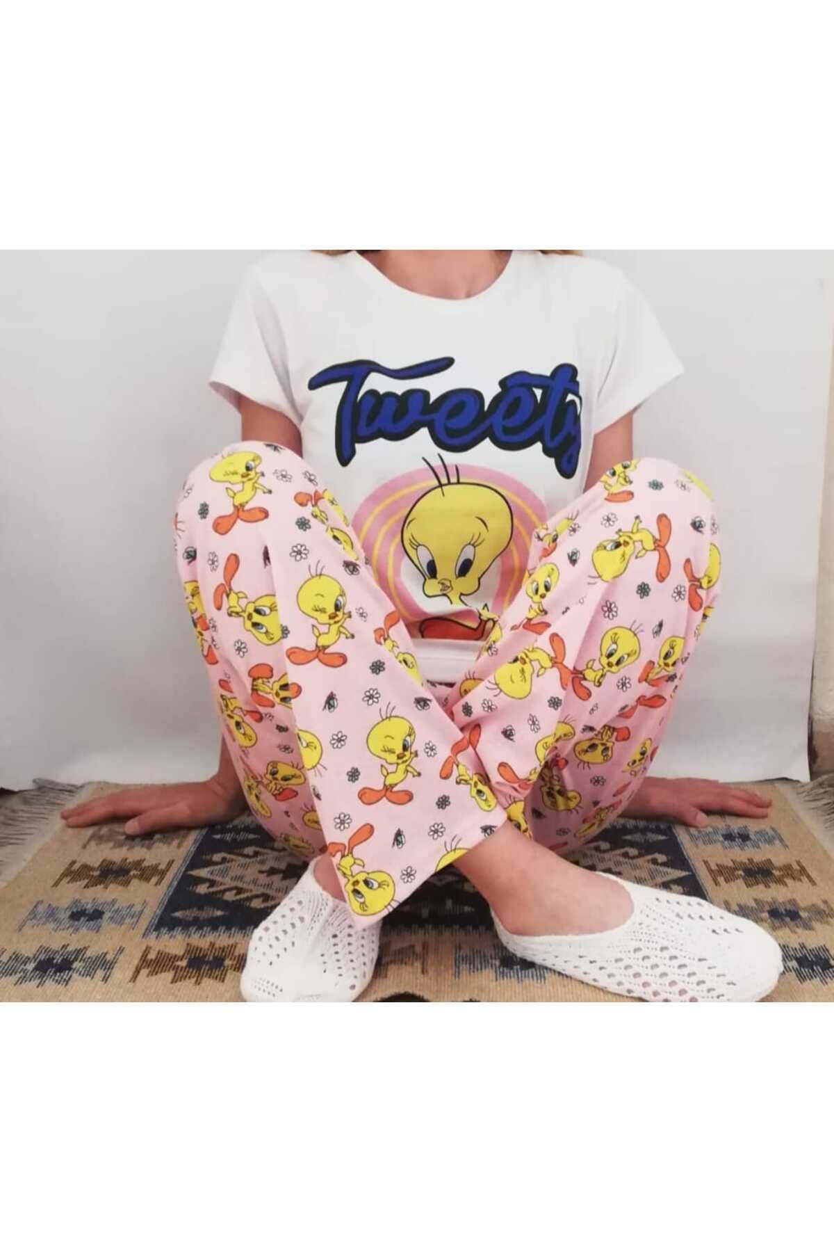 dressmix Baskılı Kısa Kollu Pamuklu Pijama Takımı