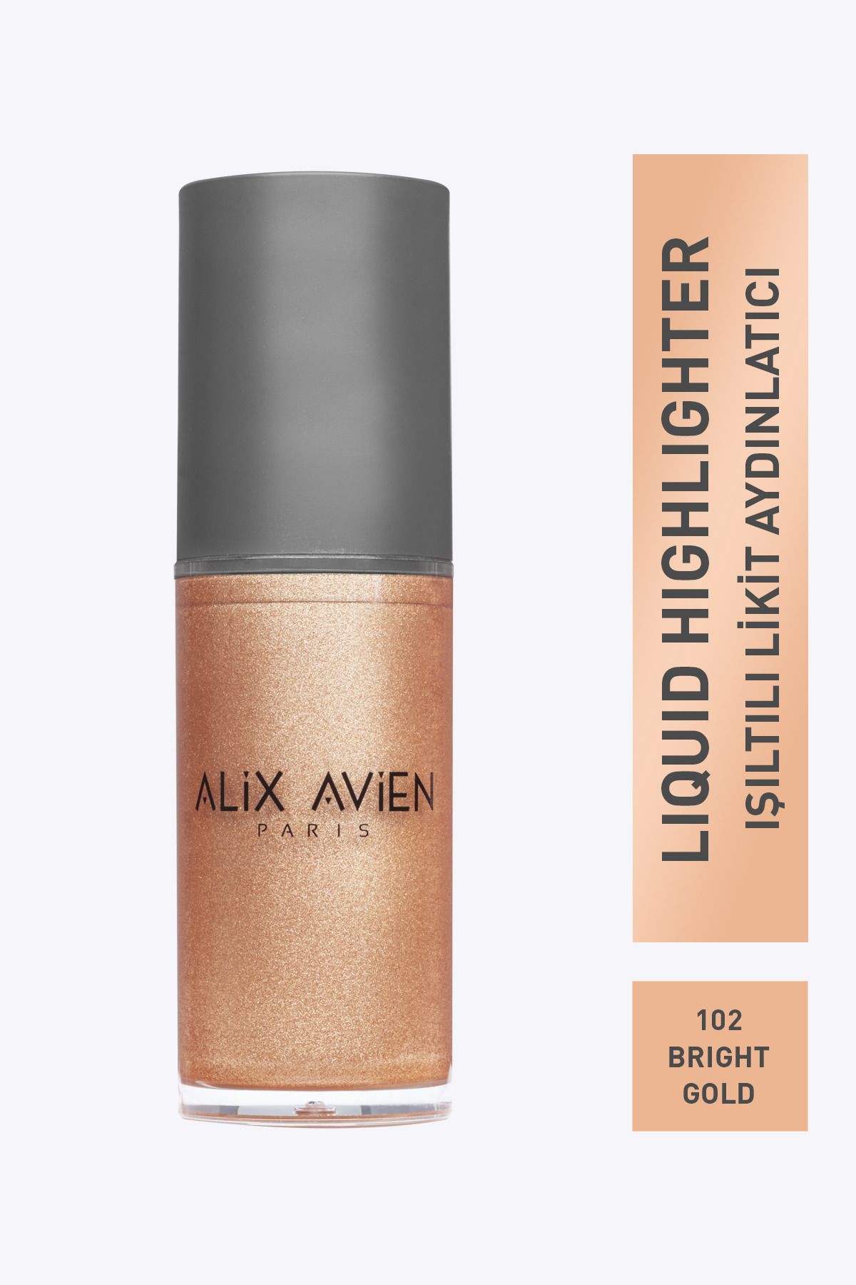 Alix Avien Sarı Işıltılı Likit Aydınlatıcı - Liquid Highlighter 102 - Yüz & Vücut için - 45 ml