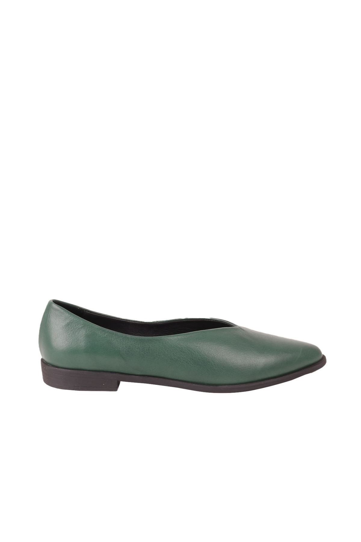 BUENO Shoes Yeşil Deri Kadın Düz Babet