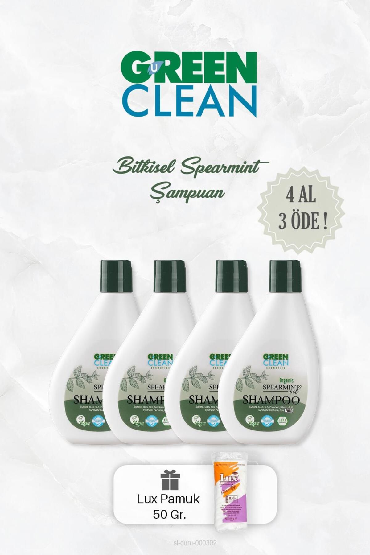 Green Clean 4 AL 3 ÖDE Bitkisel Şampuan Spearmint 275 ml