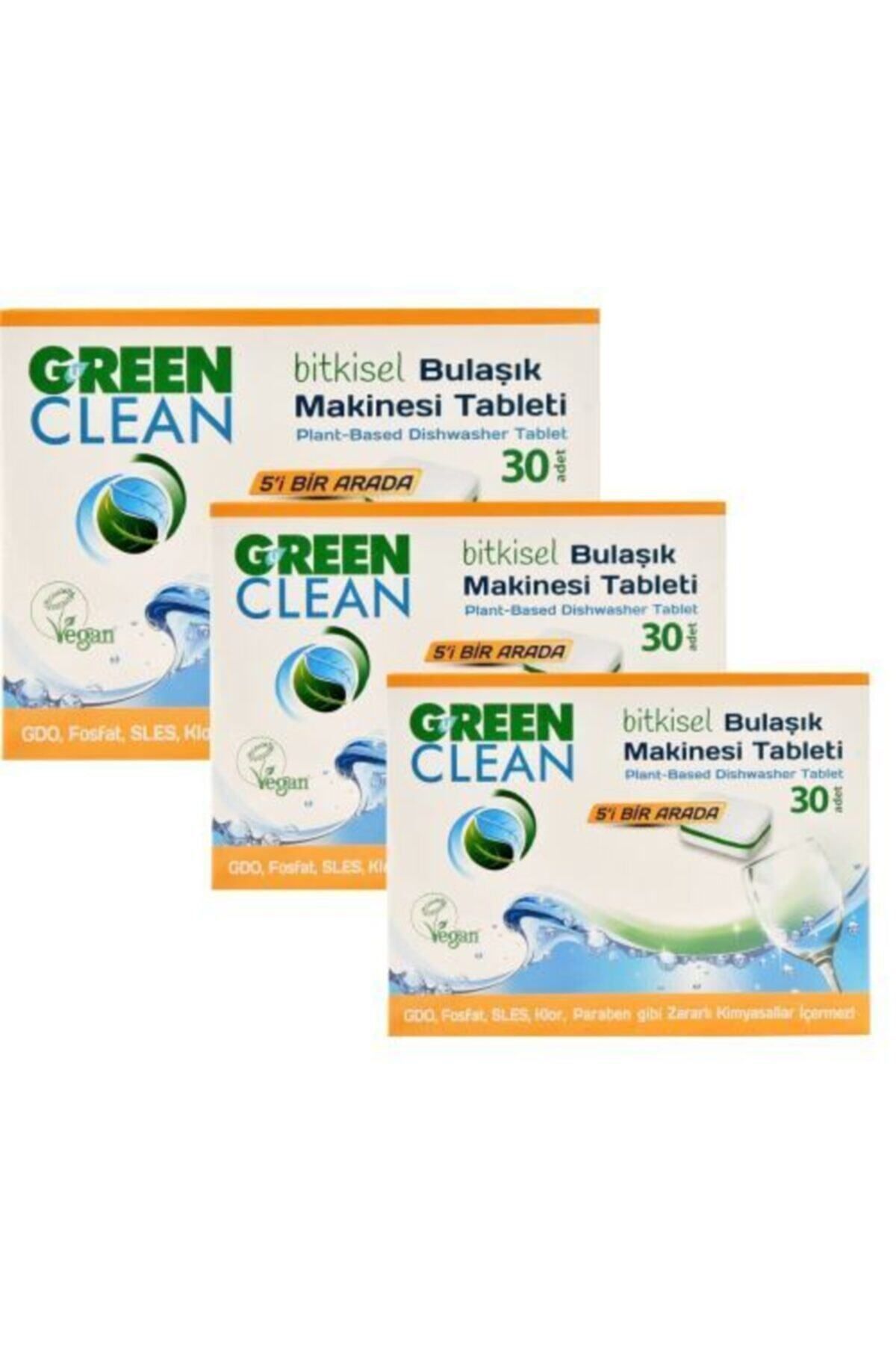 Green Clean Bitkisel Bulaşık Makinesi Tableti 30 Adet X 3 Adet