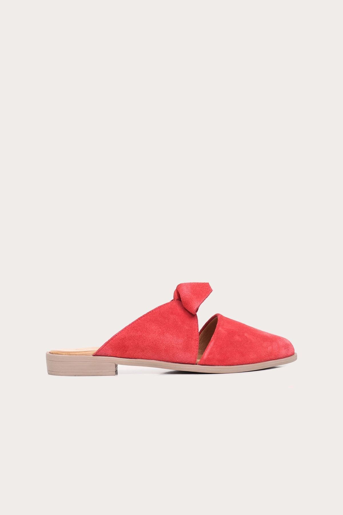 BUENO Shoes Kırmızı Süet Kadın Düz Terlik
