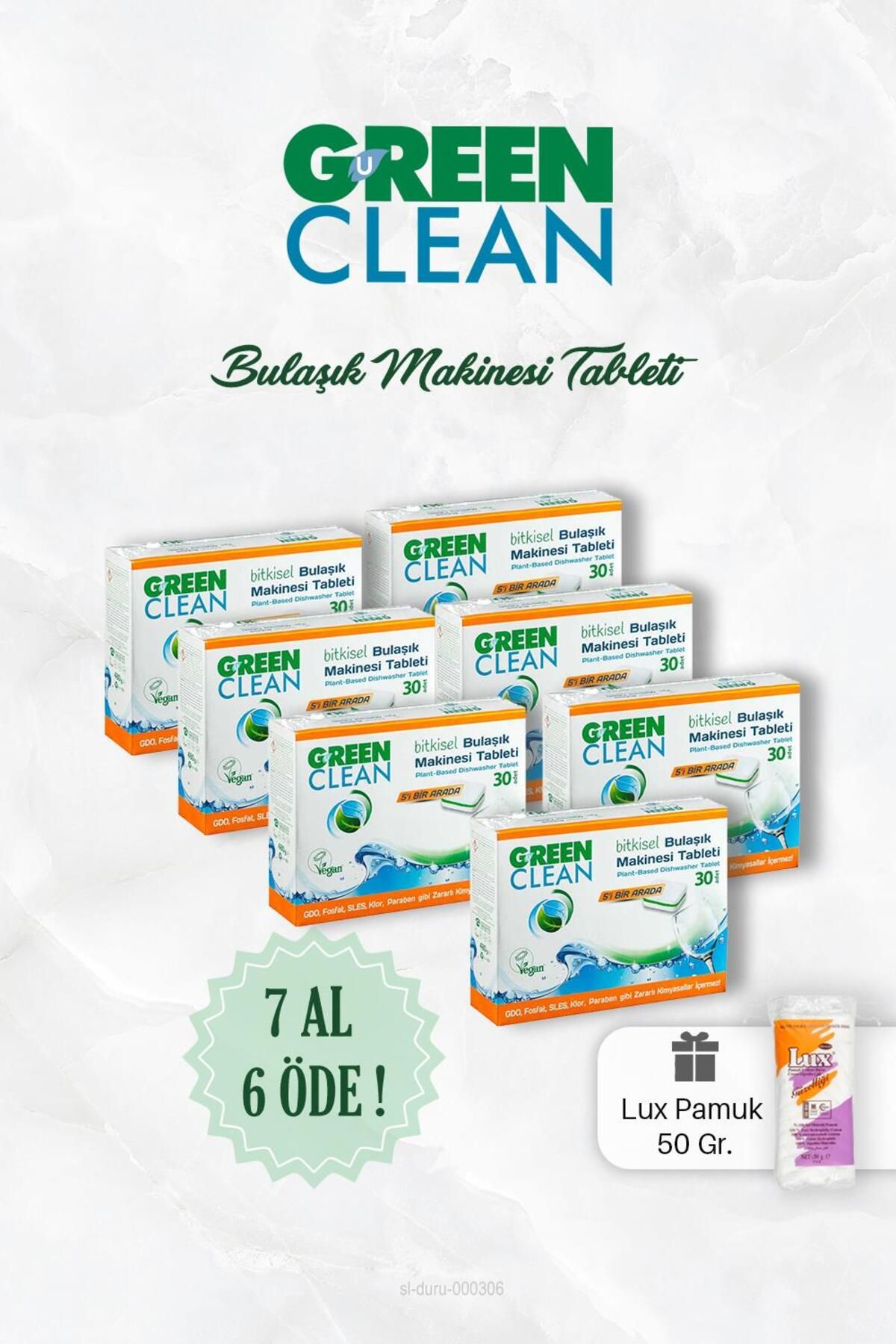 Green Clean 7 Al 6 Öde Bitkisel Bulaşık Tableti 30 Adet